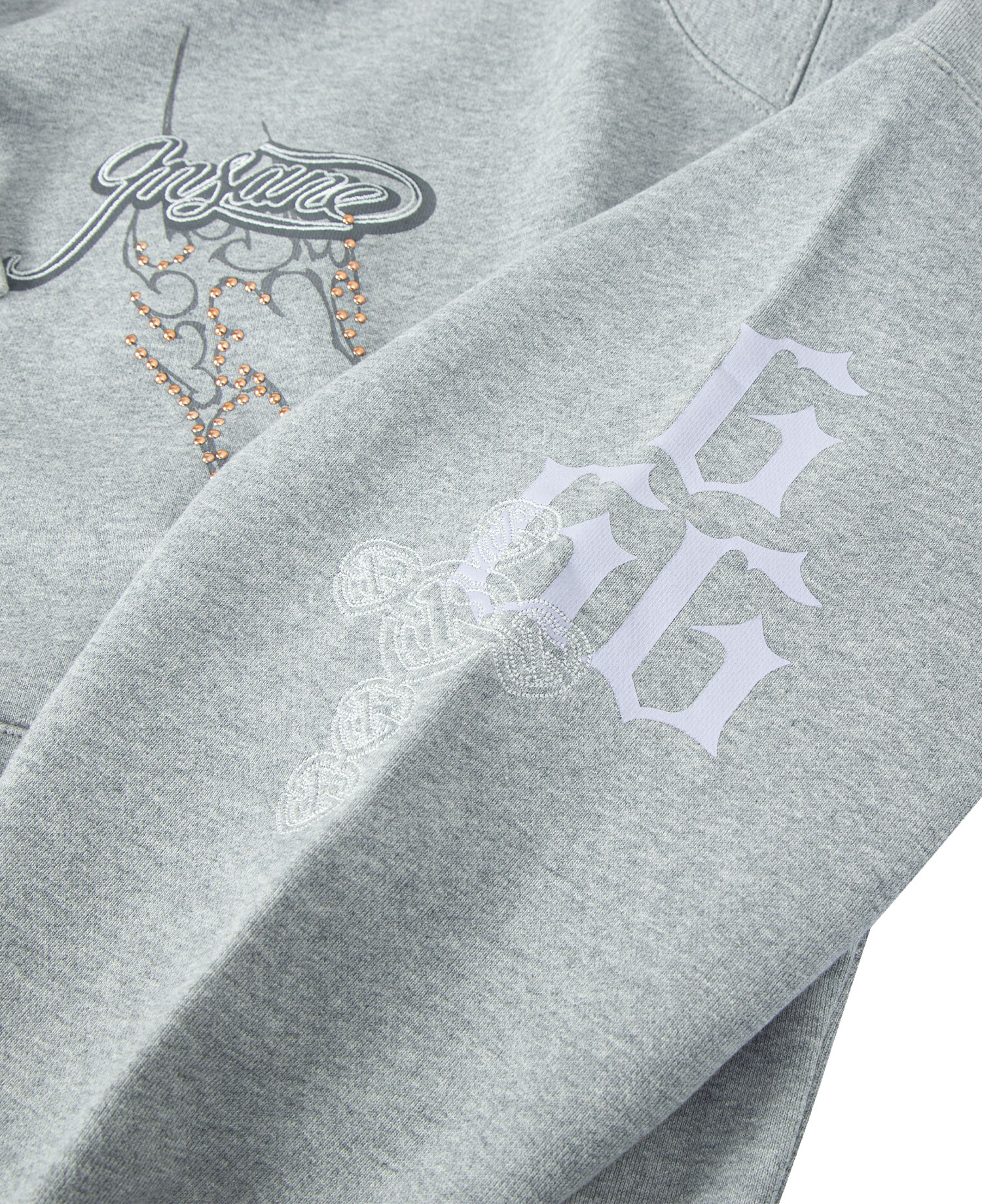 INSANE RHINESTONE HOODIE_MELANGE GREY