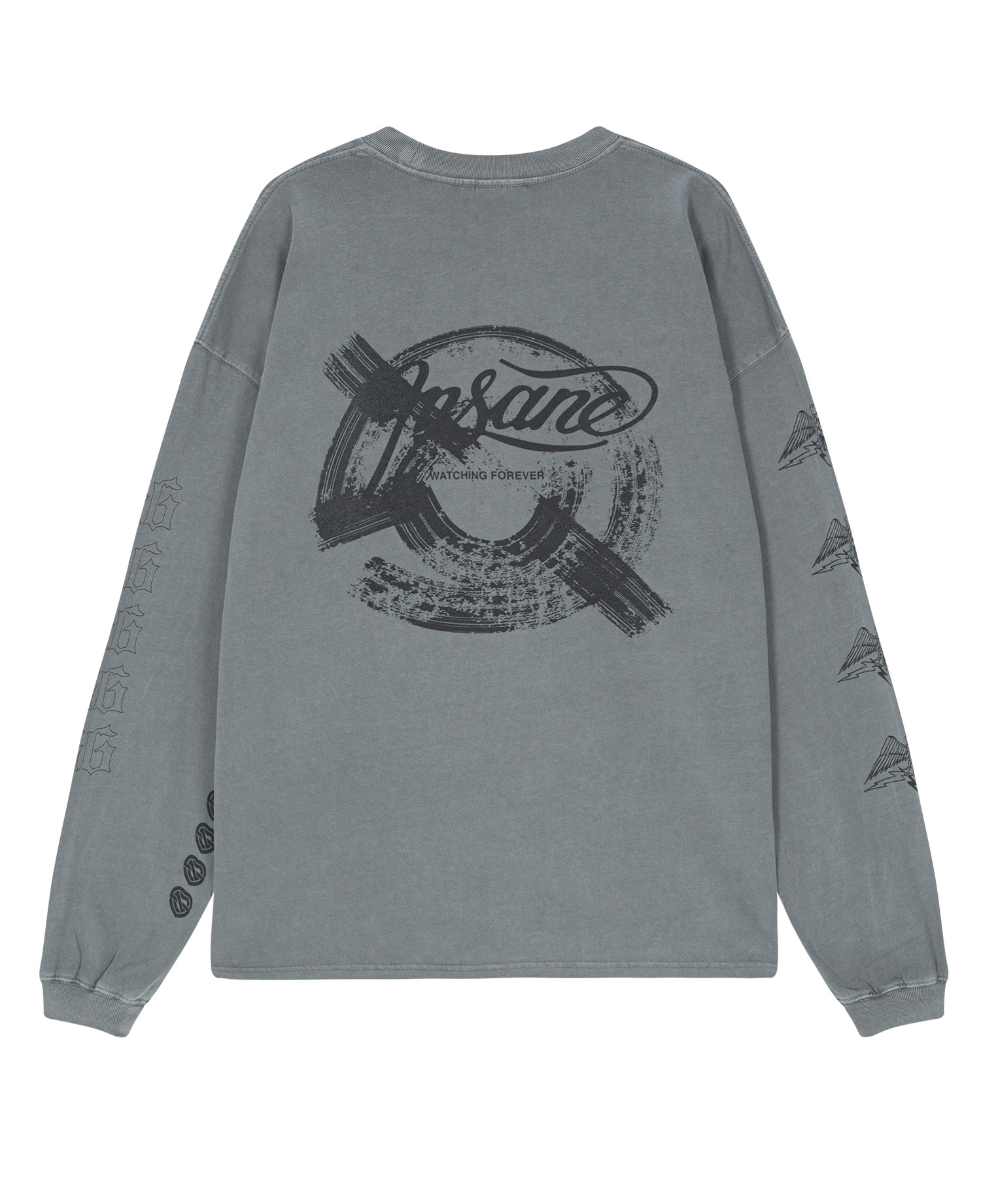 [EMPTY EXCLUSIVE] INSANE GRAPHIC POCKET LONG SLV_CHARCOAL