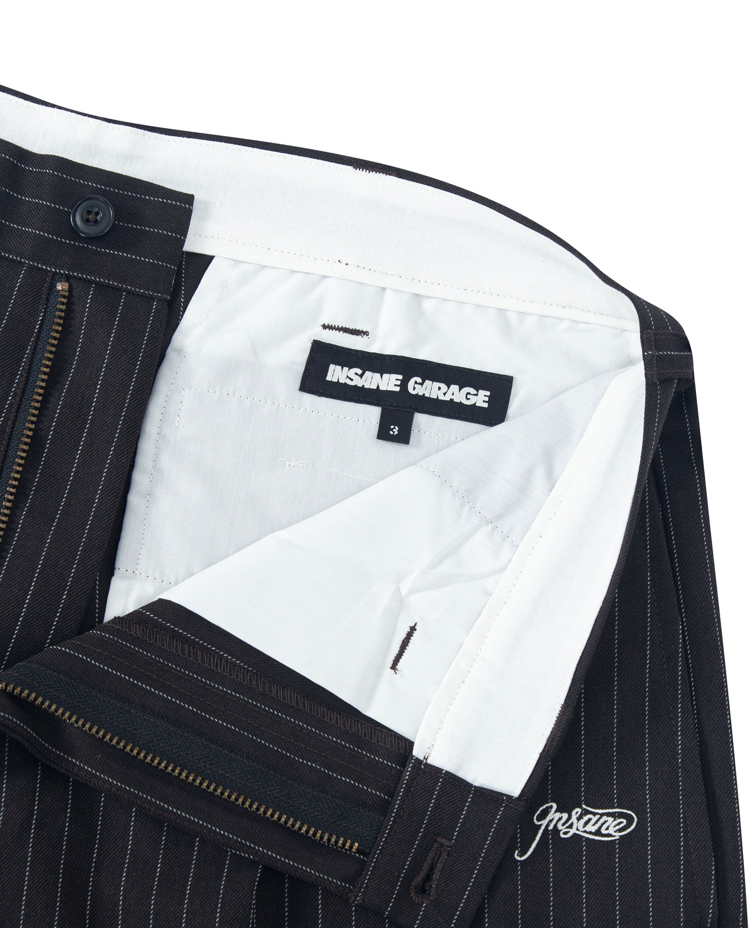 INSANE TAILORED PIN STRIPE SHORTS_BROWN