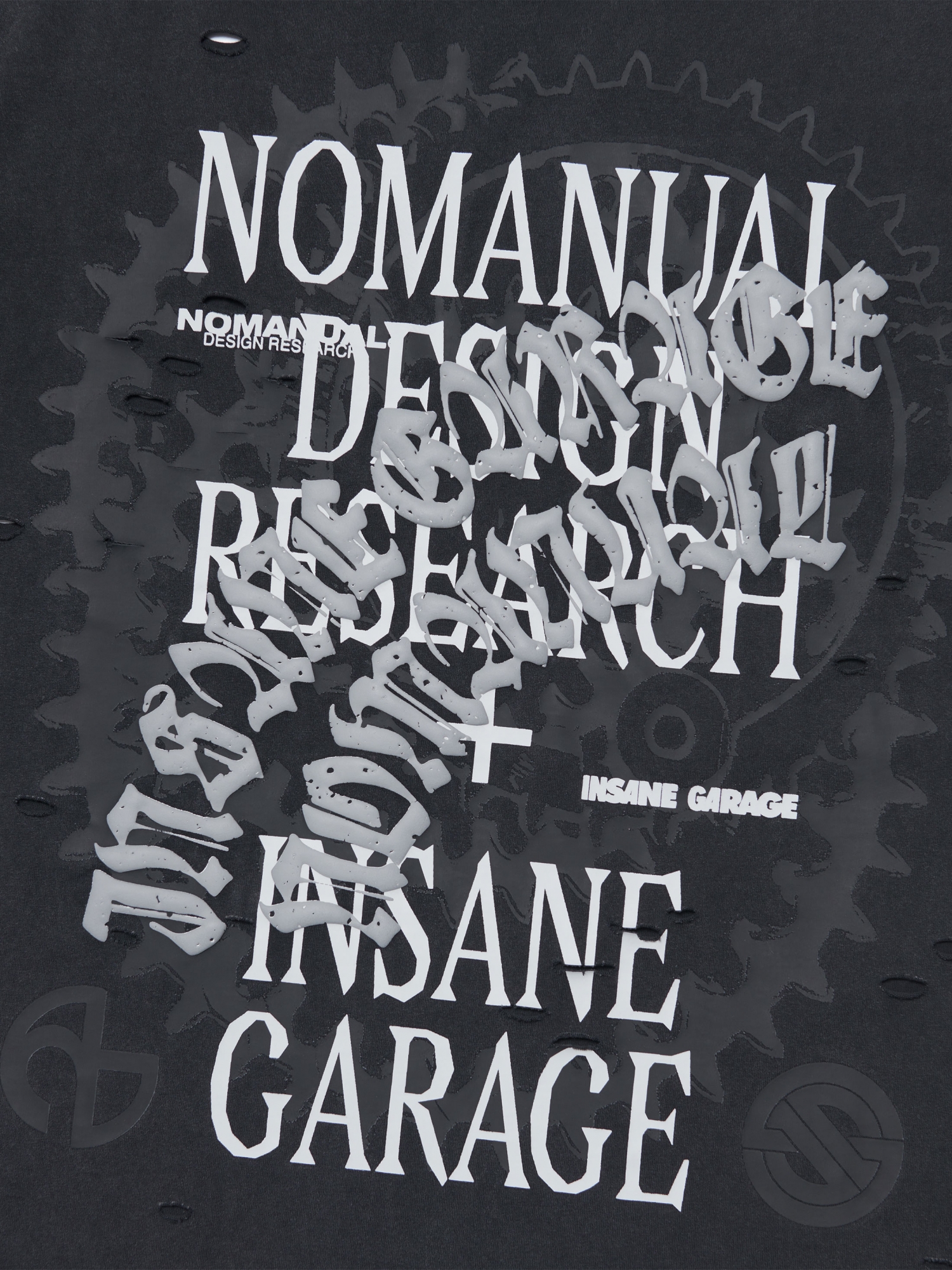 [NOMANUAL] DAMAGED T-SHIRT_WASHED BLACK