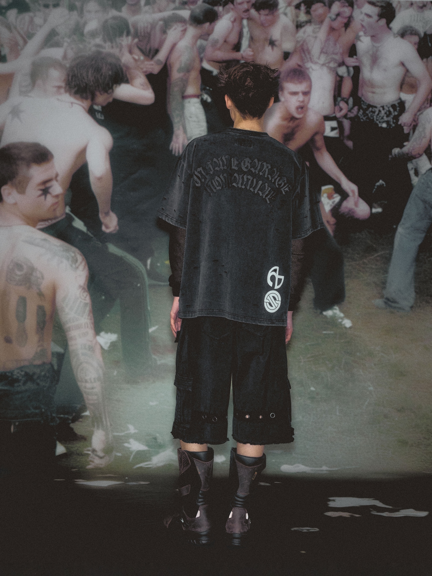 [NOMANUAL] DAMAGED T-SHIRT_WASHED BLACK