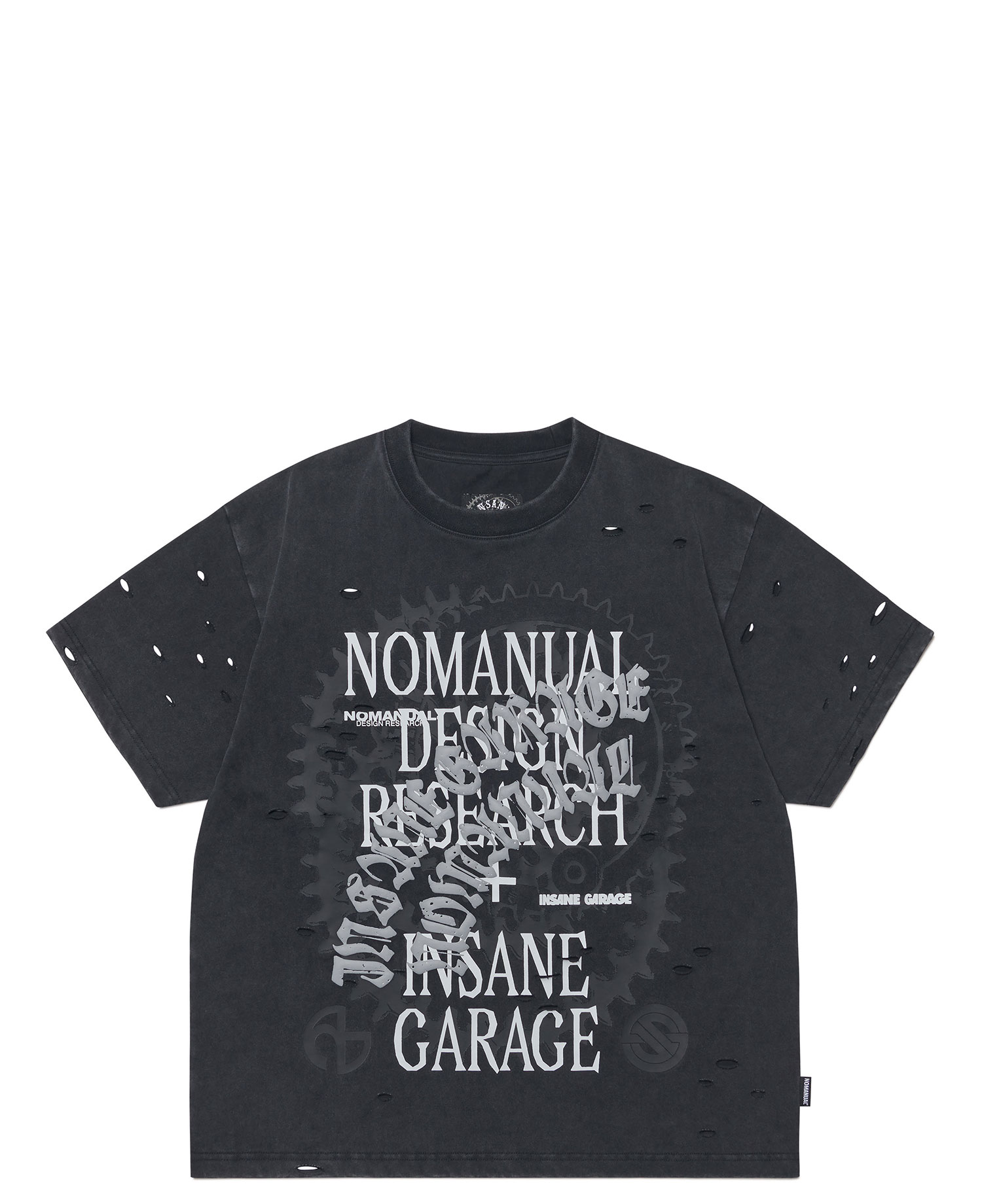 [NOMANUAL] DAMAGED T-SHIRT_WASHED BLACK