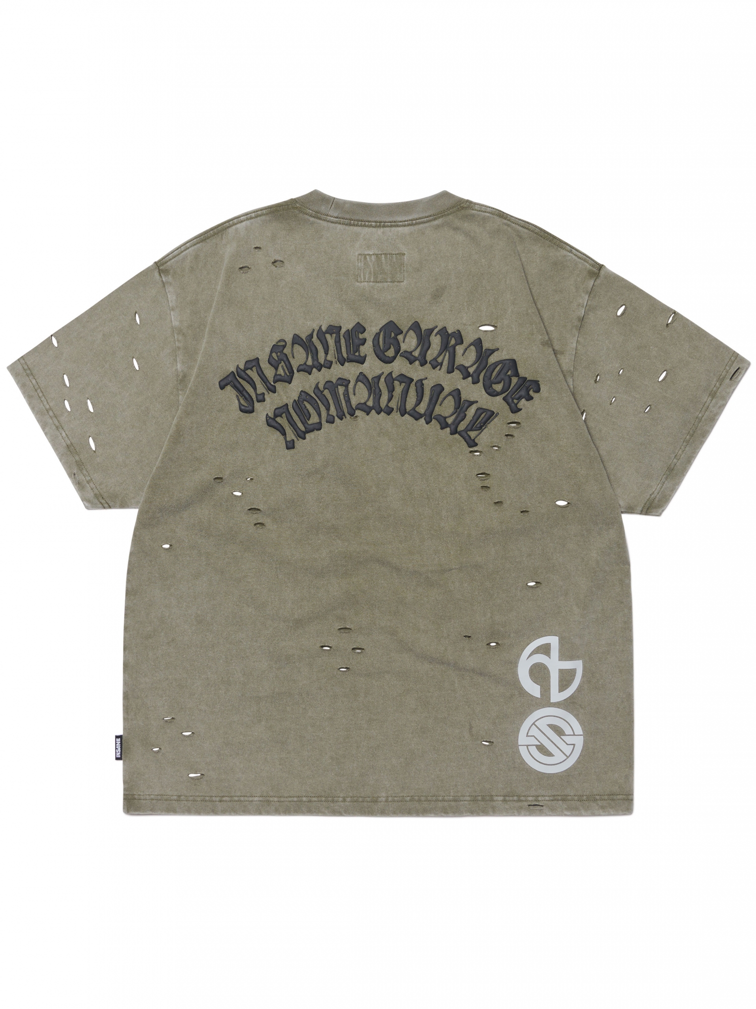 [NOMANUAL] DAMAGED T-SHIRT_WASHED KHAKI