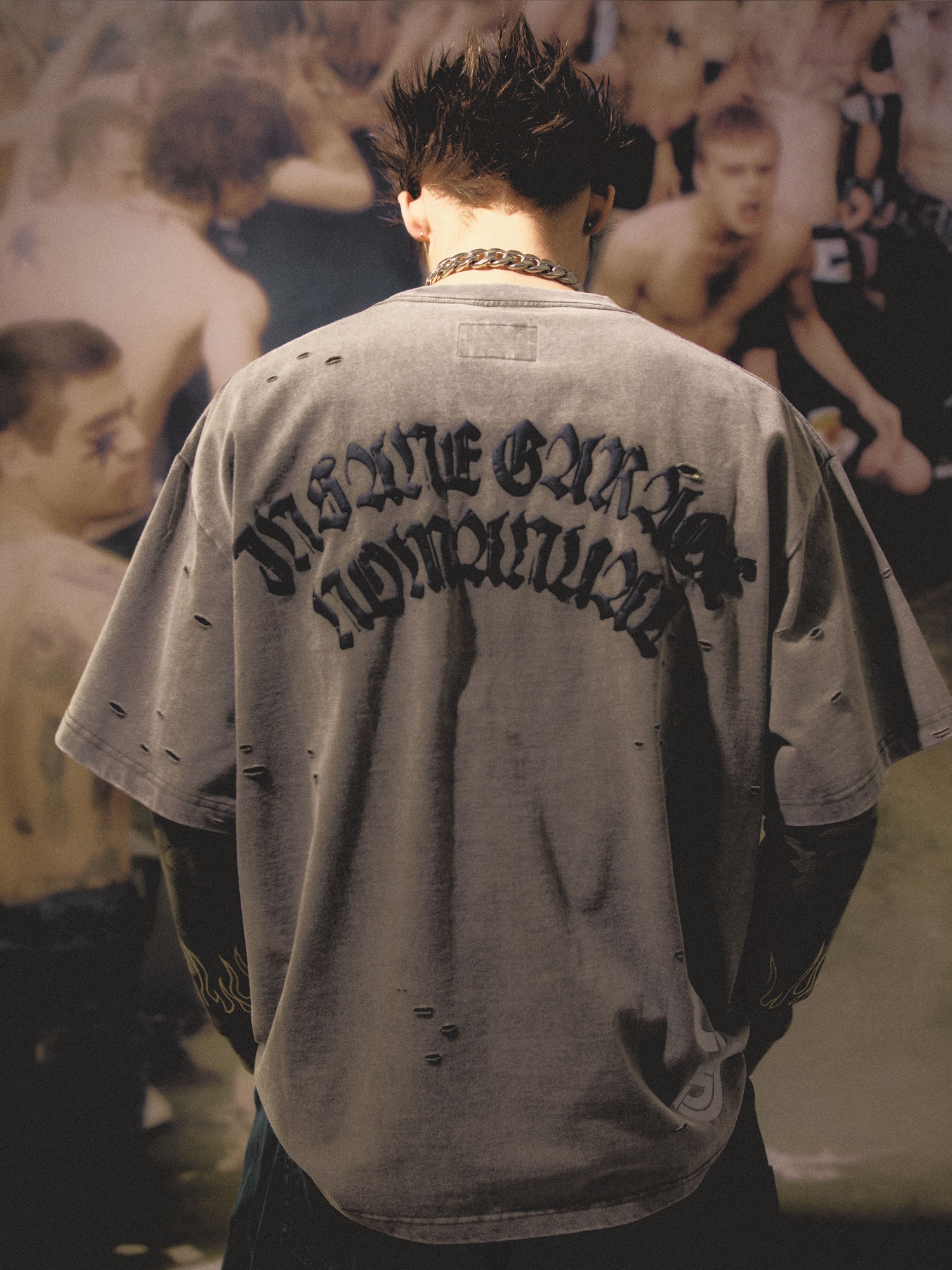 [NOMANUAL] DAMAGED T-SHIRT_WASHED KHAKI
