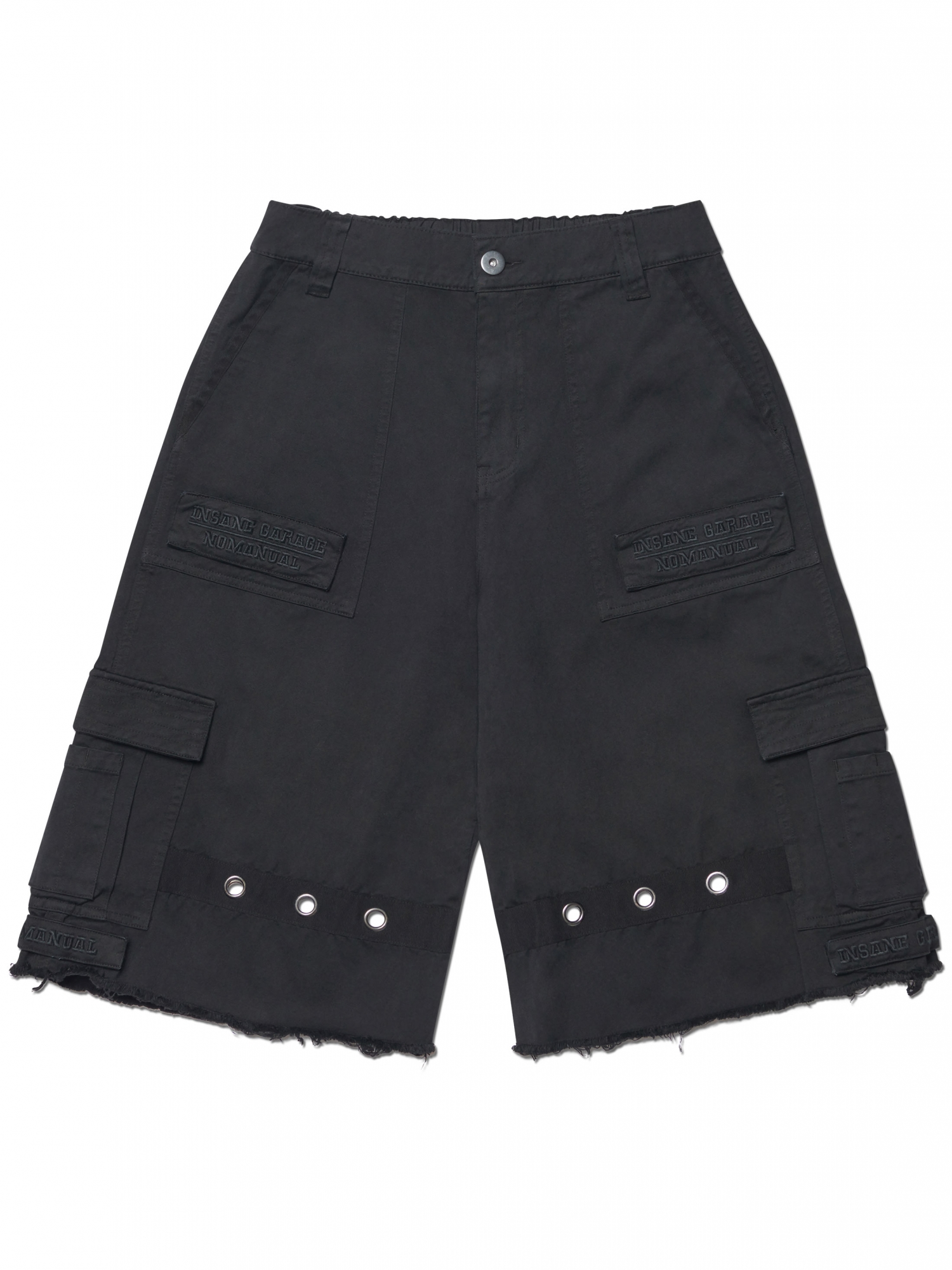 [NOMANUAL] WASHED CARGO BERMUDA PANTS_BLACK