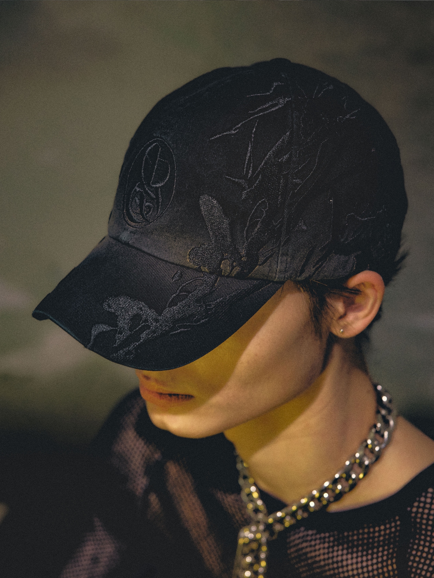 [NOMANUAL] EMBROIDERY BALL CAP_WASHED BLACK