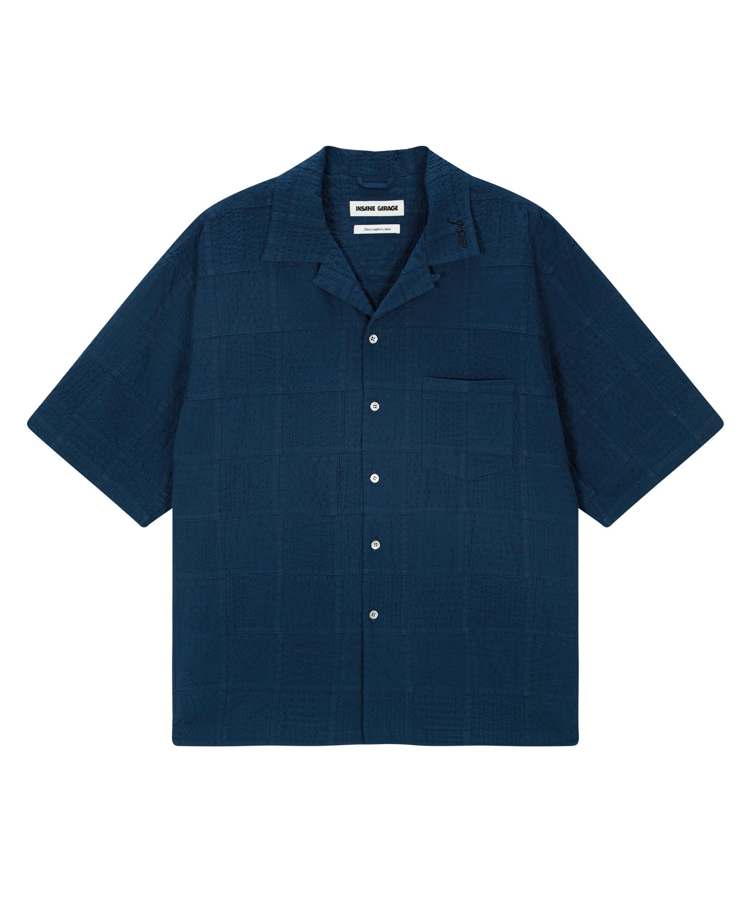 INSANE PATCH-WORK SEERSUCKER HALF SLV SHIRT_BLUE