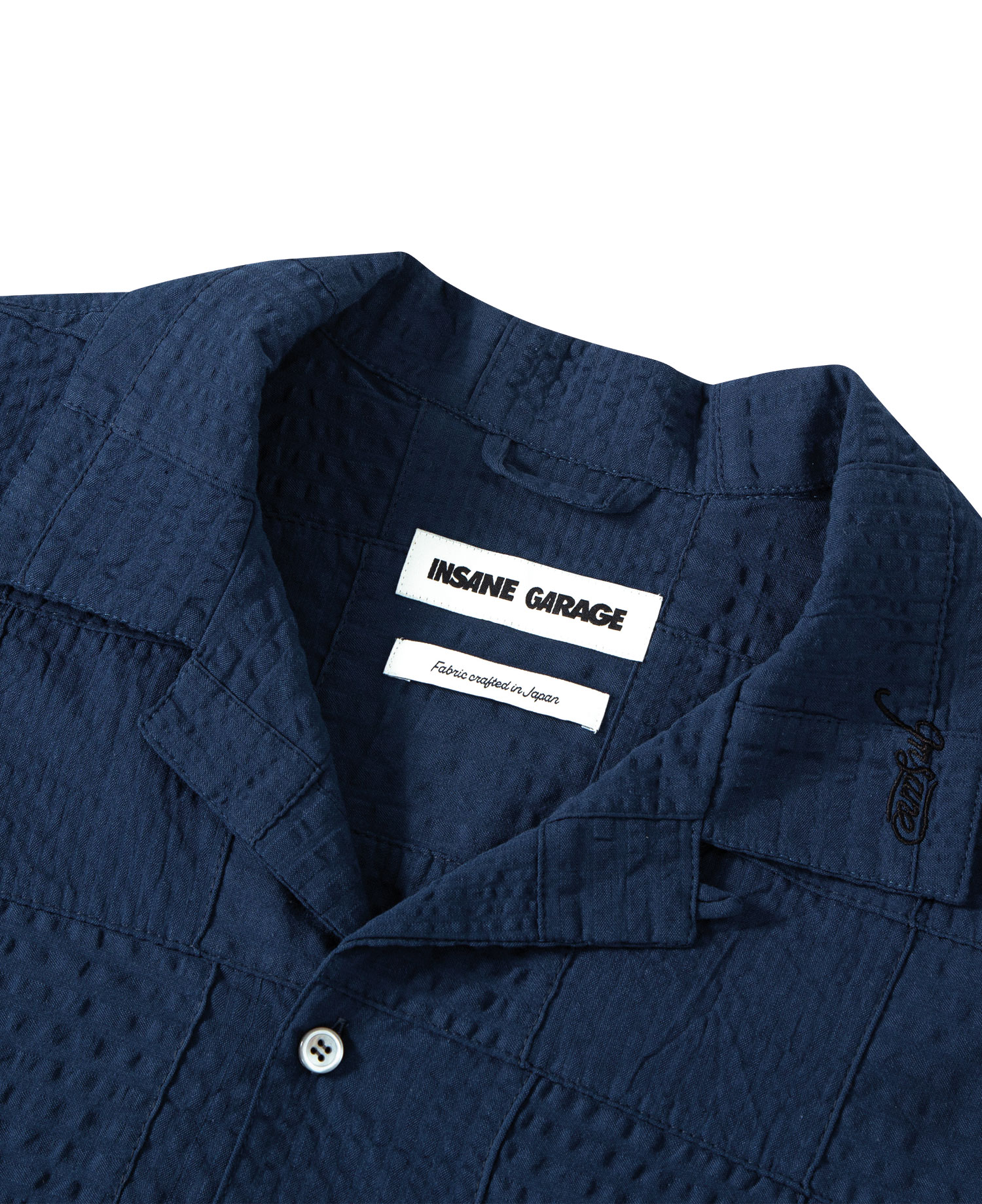 INSANE PATCH-WORK SEERSUCKER HALF SLV SHIRT_BLUE