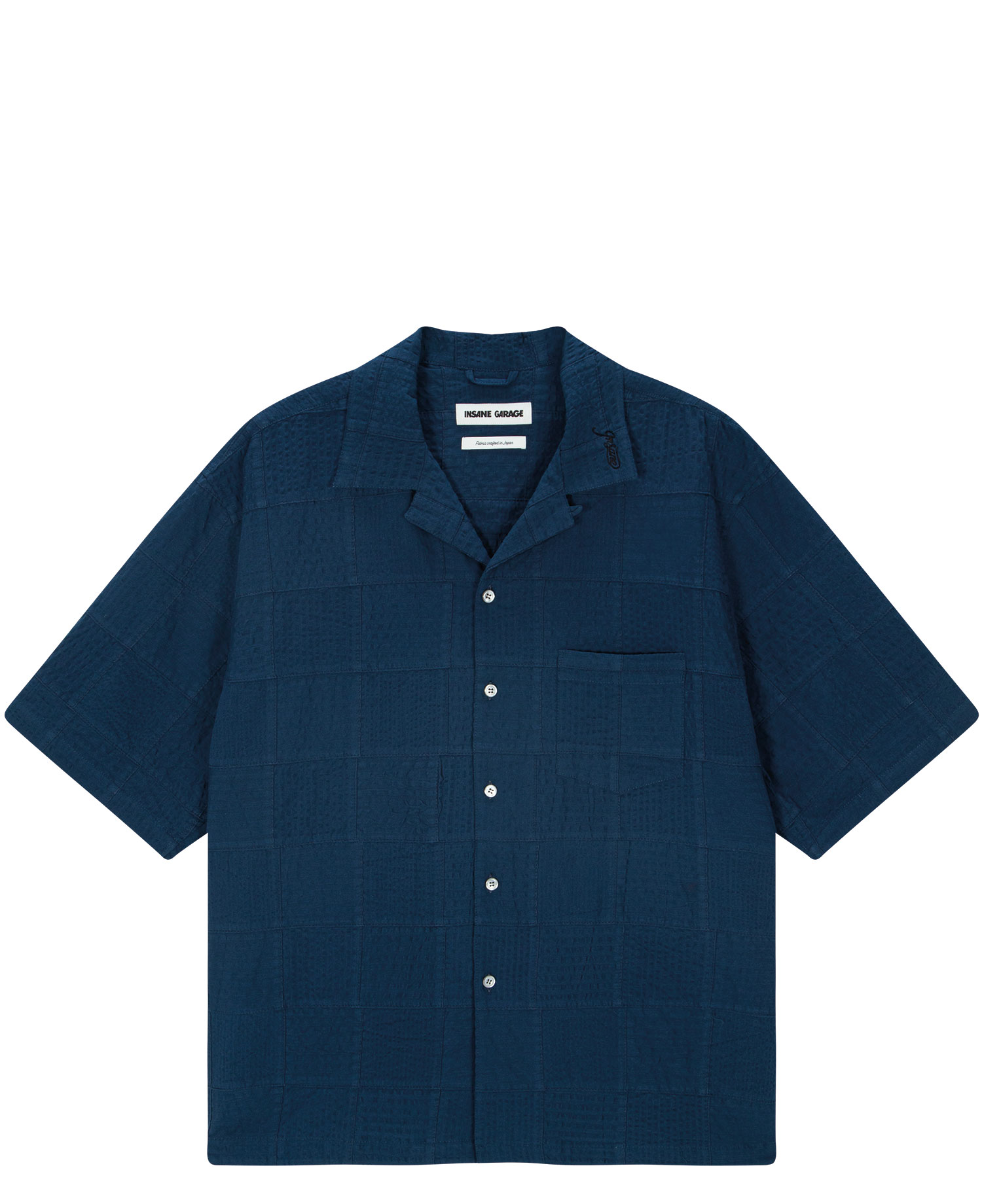INSANE PATCH-WORK SEERSUCKER HALF SLV SHIRT_BLUE