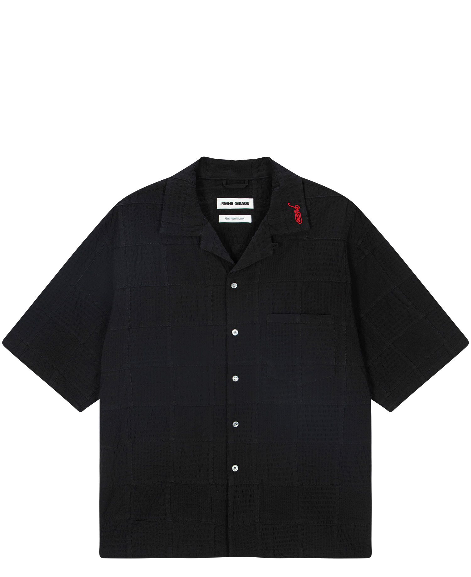 INSANE PATCH-WORK SEERSUCKER HALF SLV SHIRT_BLACK