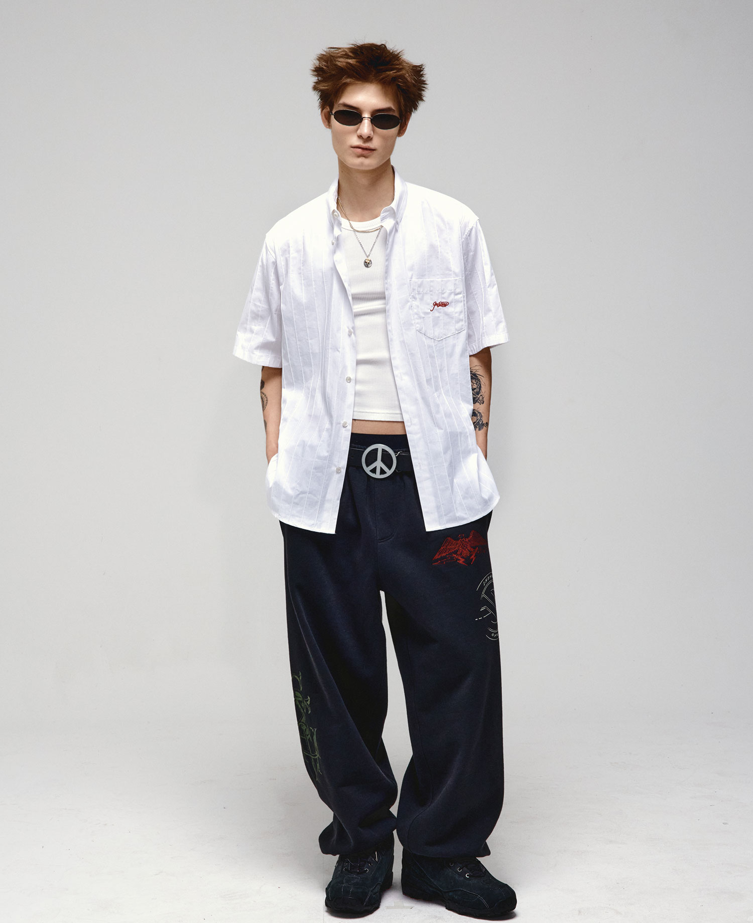INSANE PINTUCKED HALF SLV SHIRT_WHITE