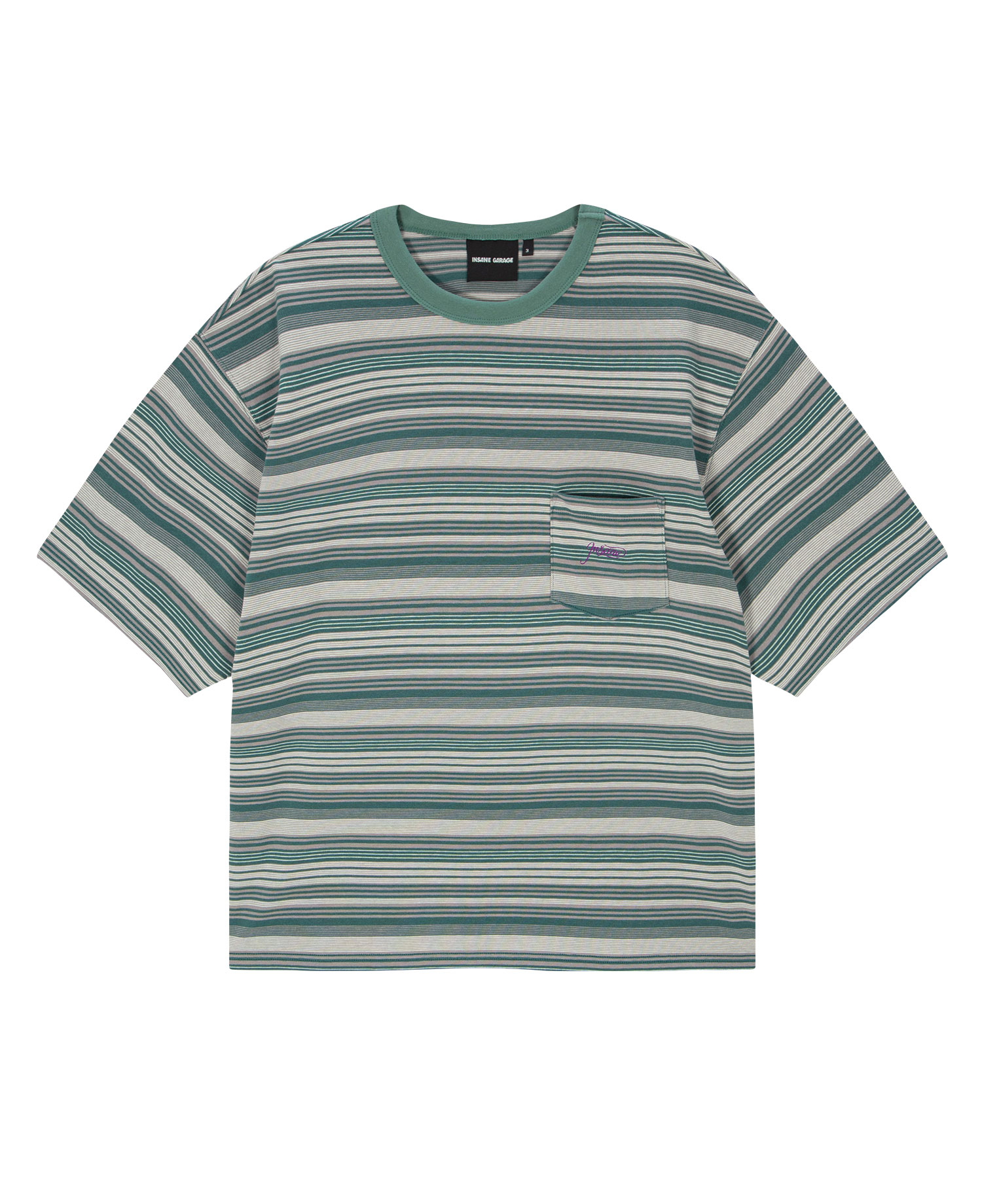INSANE STRIPE POCKET T-SHIRT_KHAKI