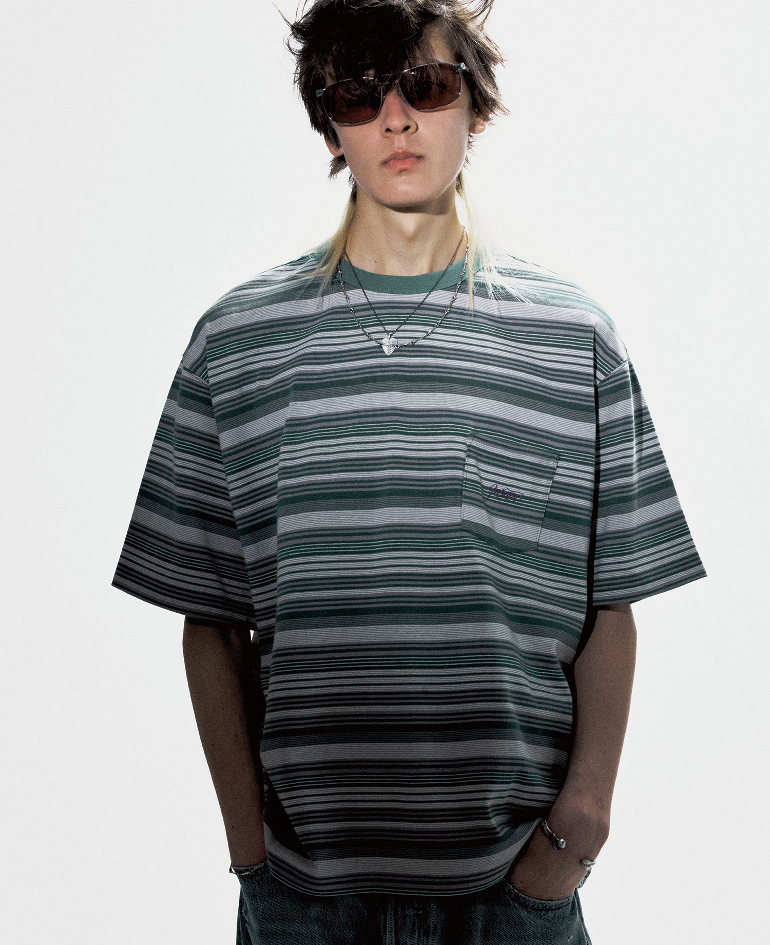 INSANE STRIPE POCKET T-SHIRT_KHAKI