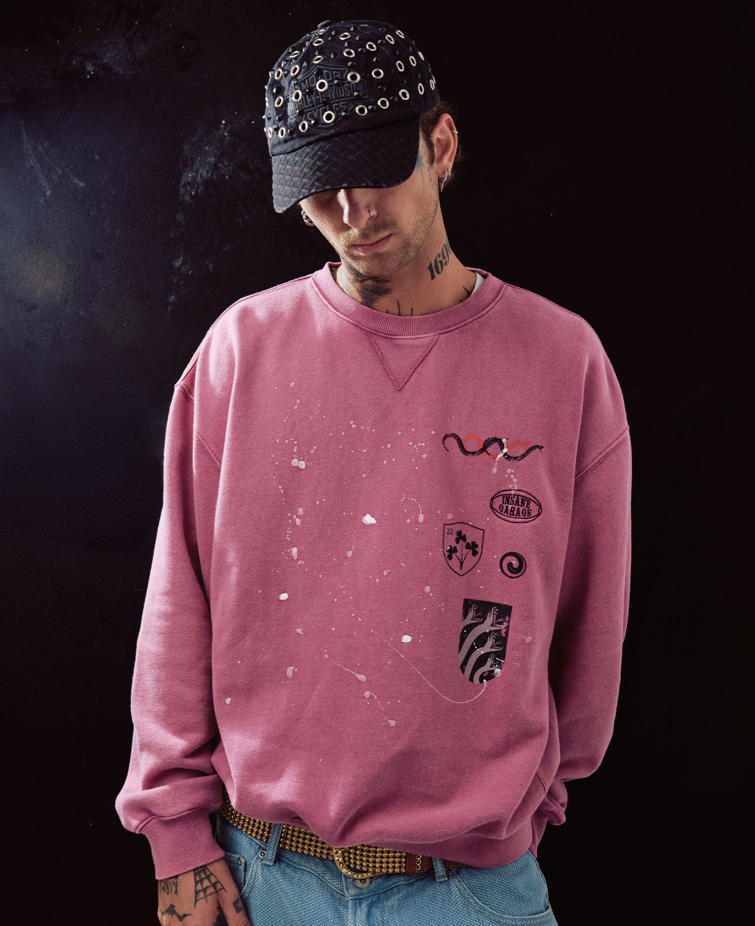 INSANE PAINTED GRAPHIC SWEAT SHIRT_PINK