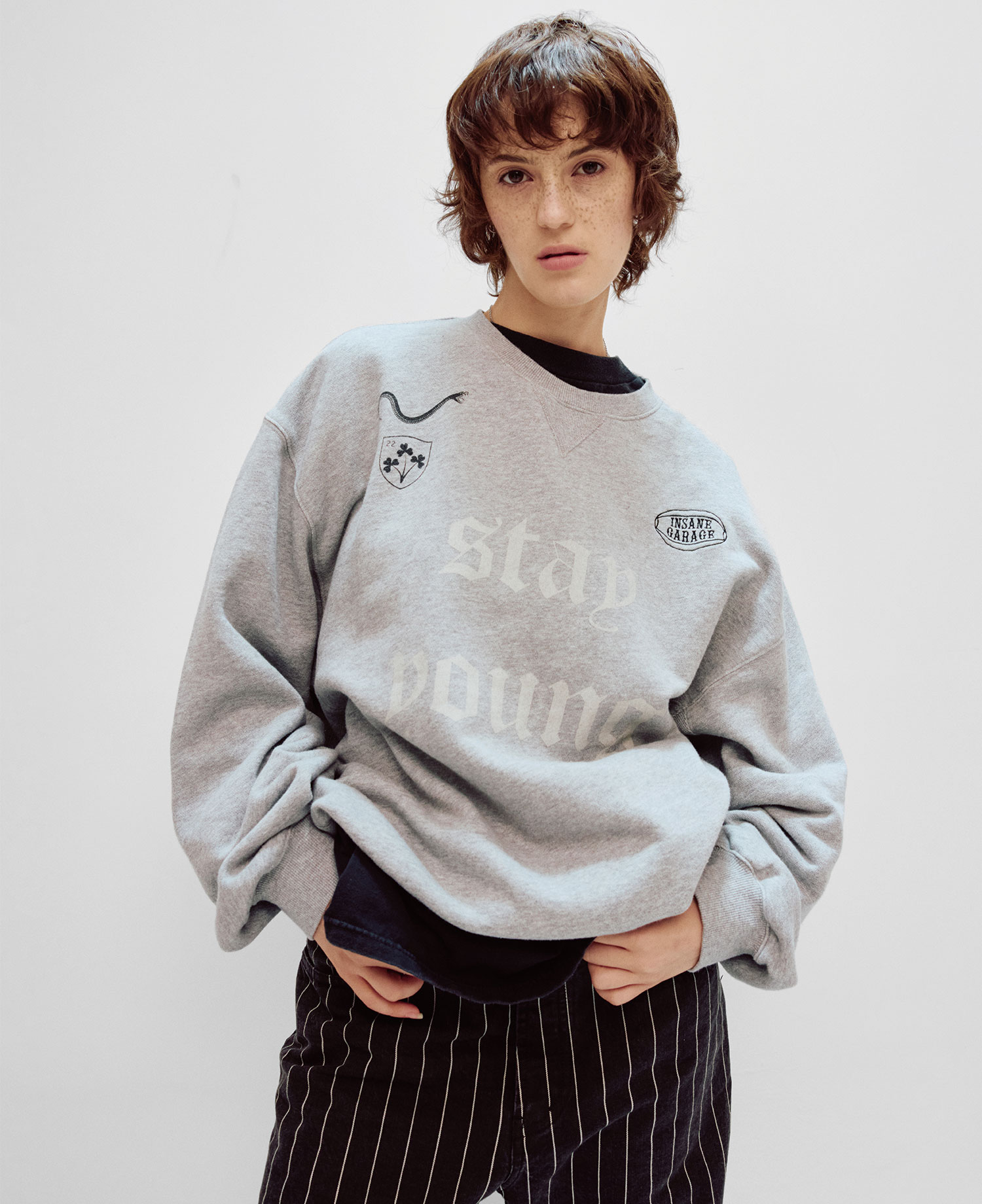 INSANE GRAPHIC SWEAT SHIRT_MELANGE GRAY