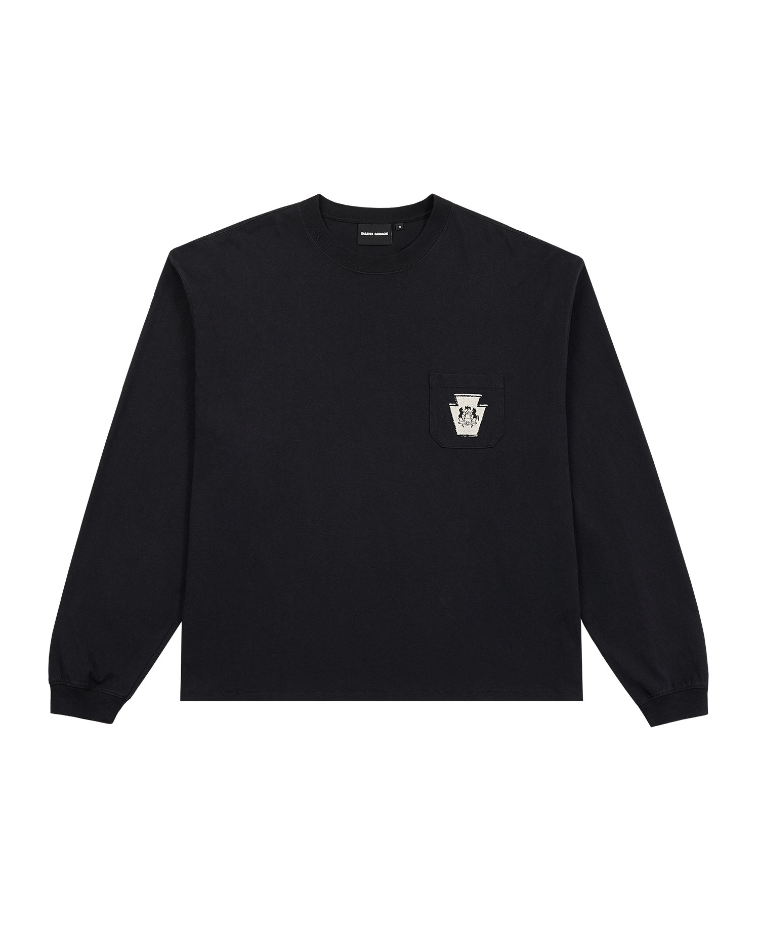 INSANE EMBROIDERED GRAPHIC LONG SLV_WASHED BLACK