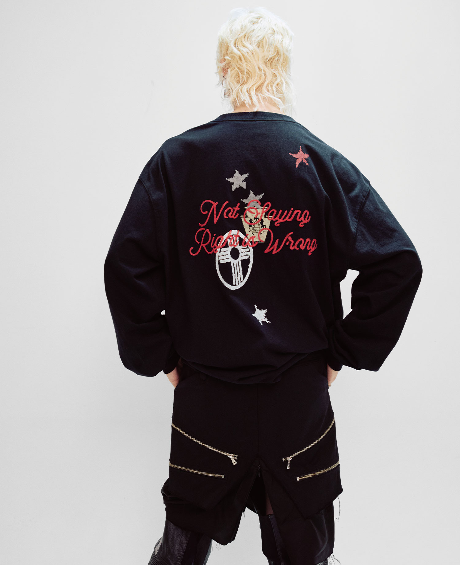 INSANE EMBROIDERED GRAPHIC LONG SLV_WASHED BLACK