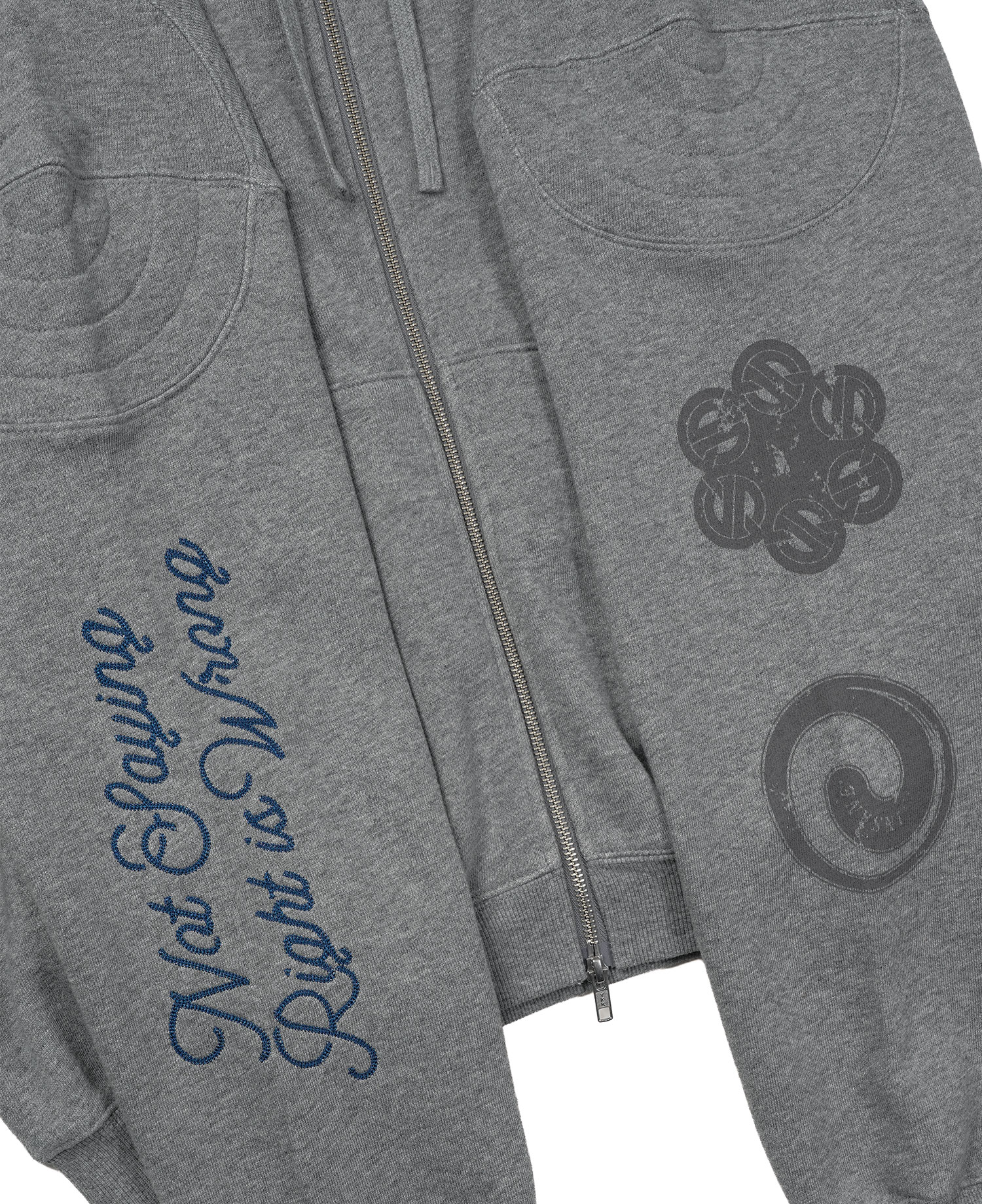 INSANE FLAG PADDED SHOULDER HOODIE_MELANGE GRAY