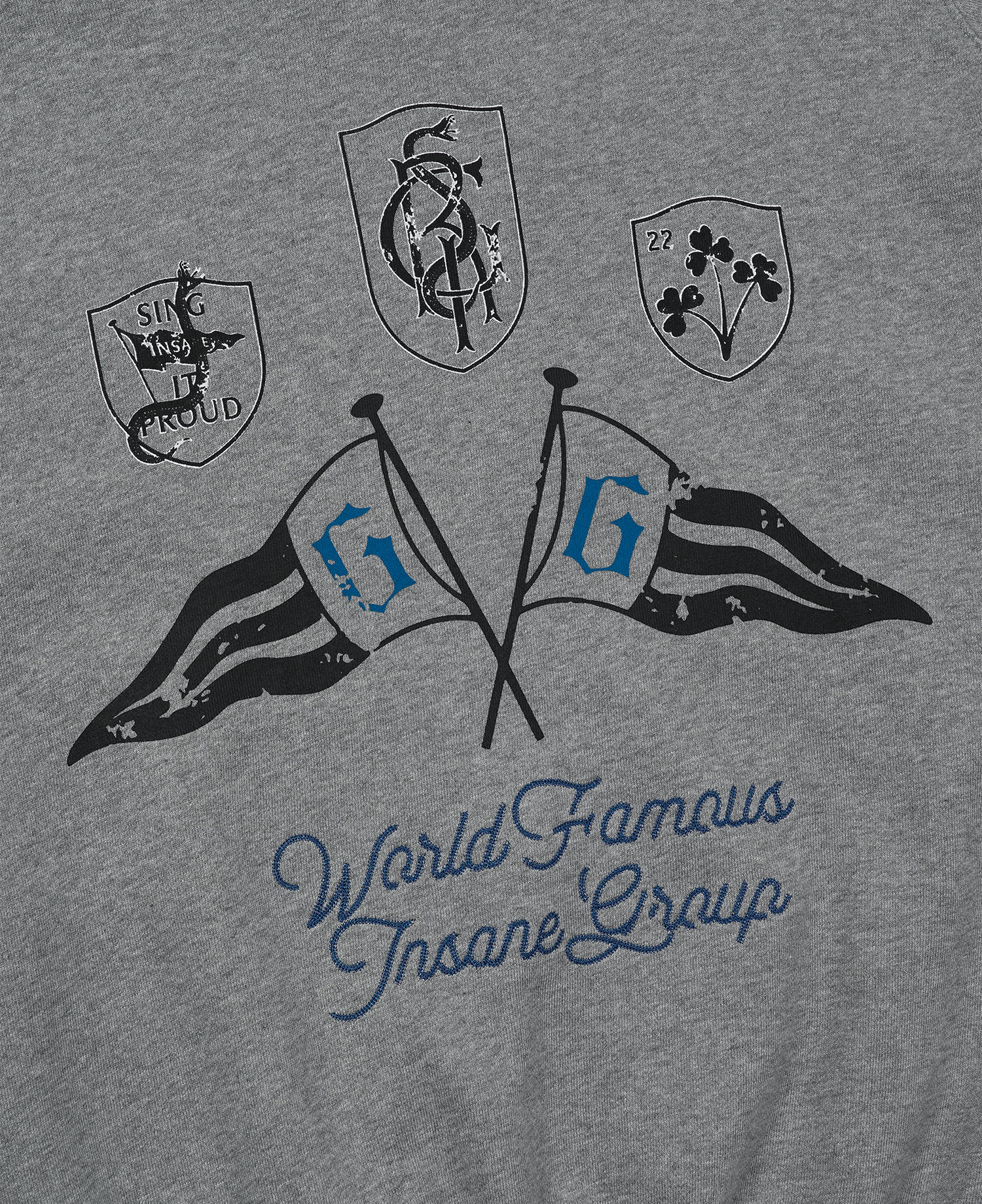 INSANE FLAG PADDED SHOULDER HOODIE_MELANGE GRAY