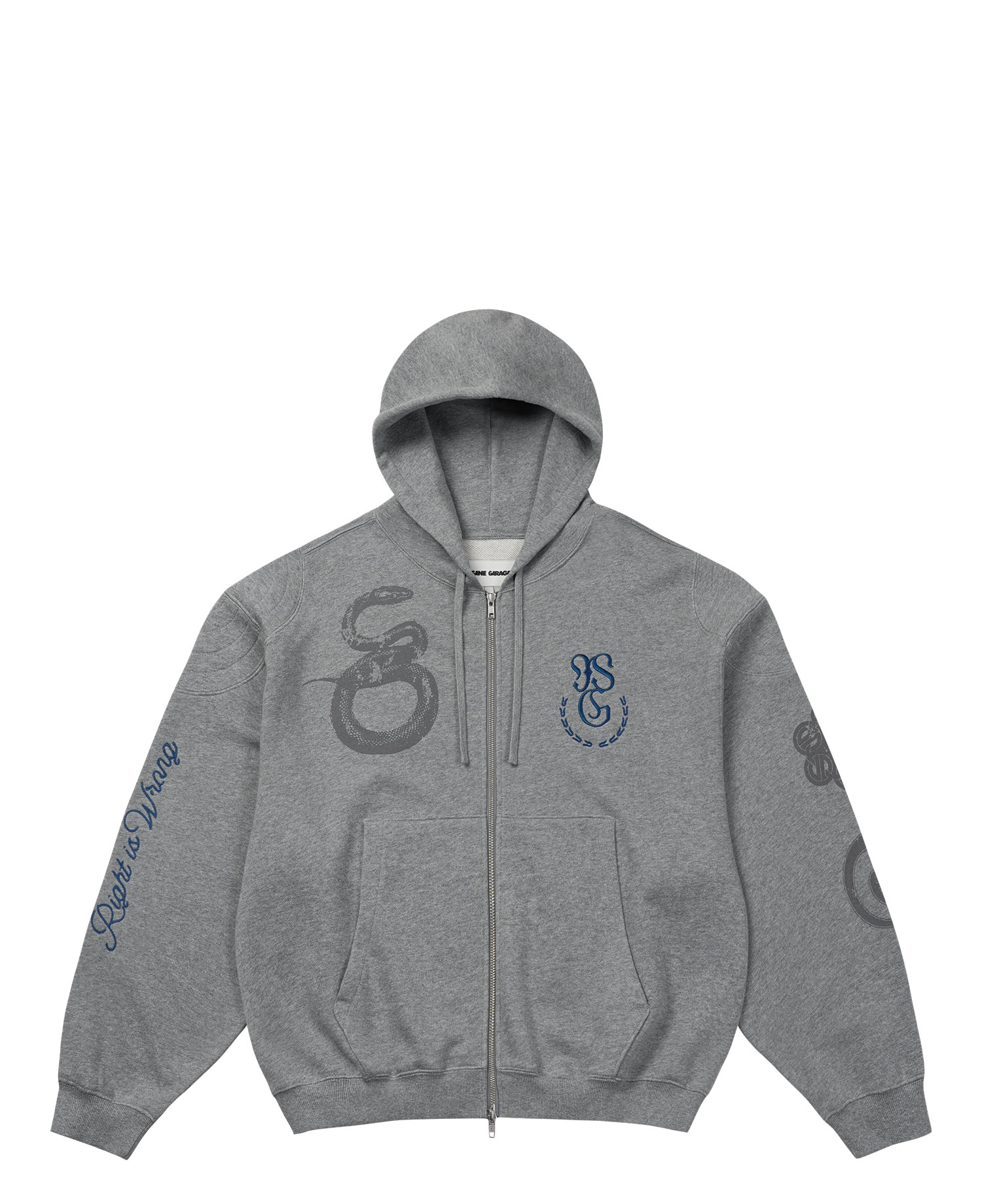 INSANE FLAG PADDED SHOULDER HOODIE_MELANGE GRAY