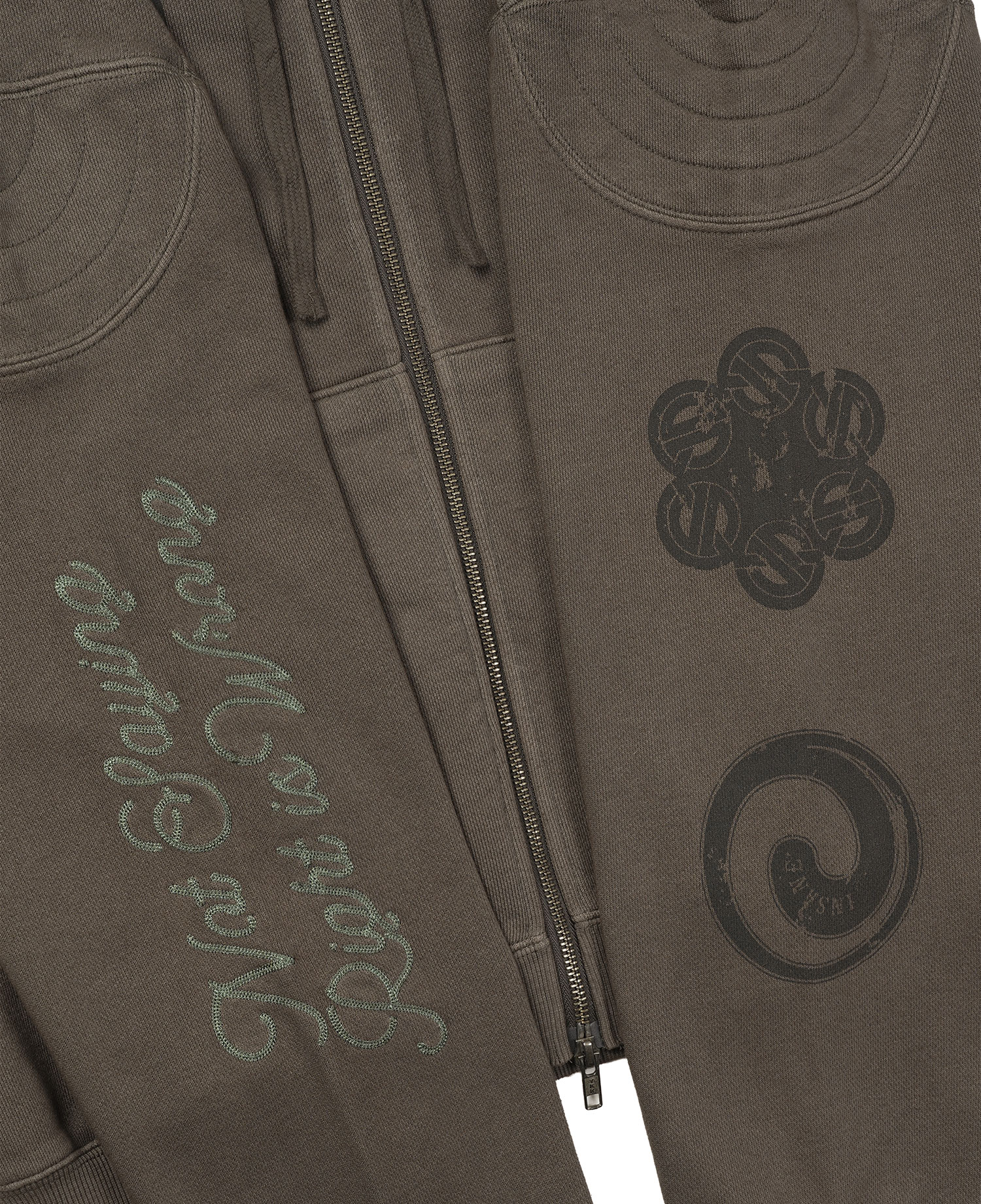 INSANE FLAG PADDED SHOULDER HOODIE_BROWN