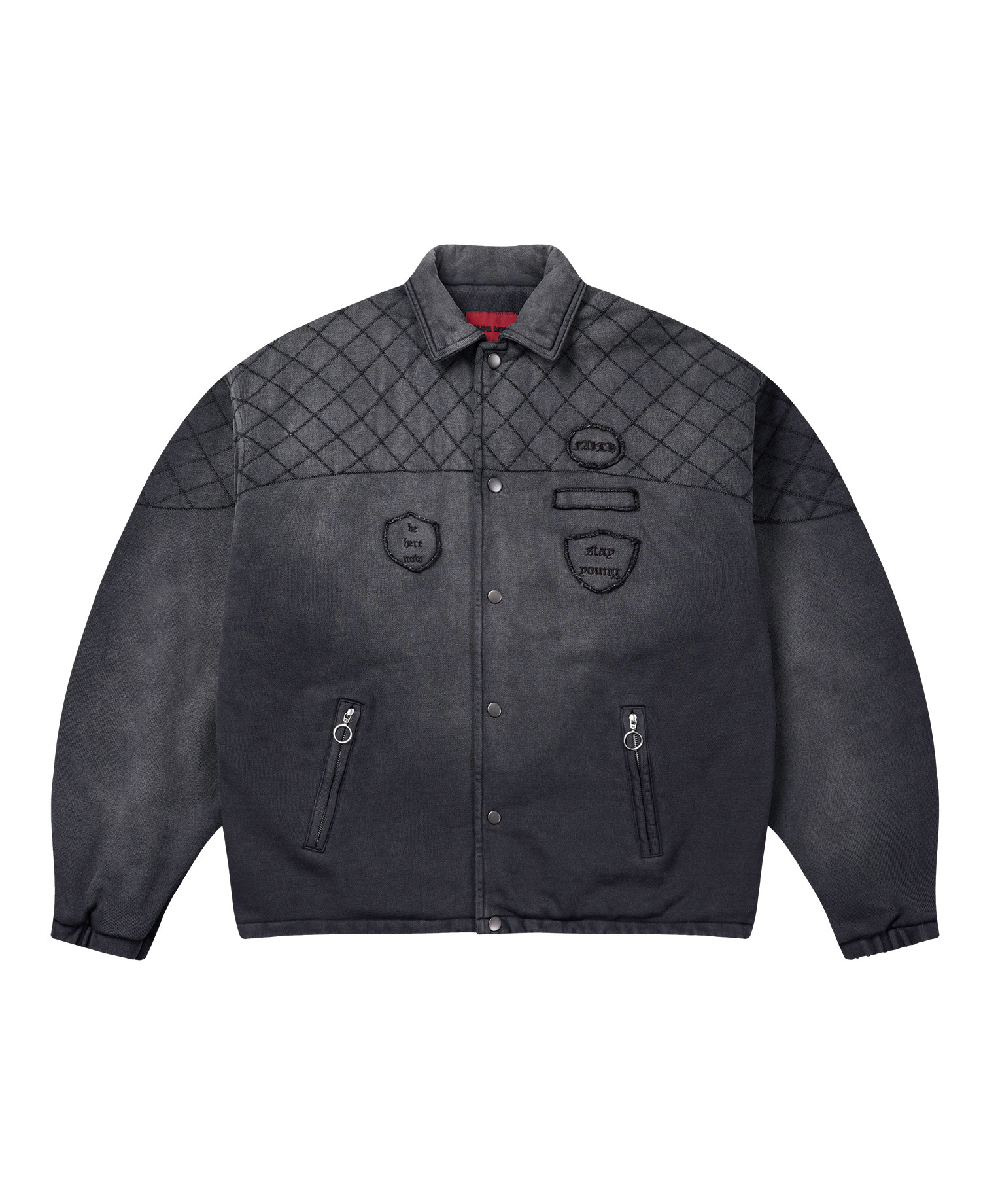 INSANE QUILTED SWEAT COACH JACKET_WASHED BLACK