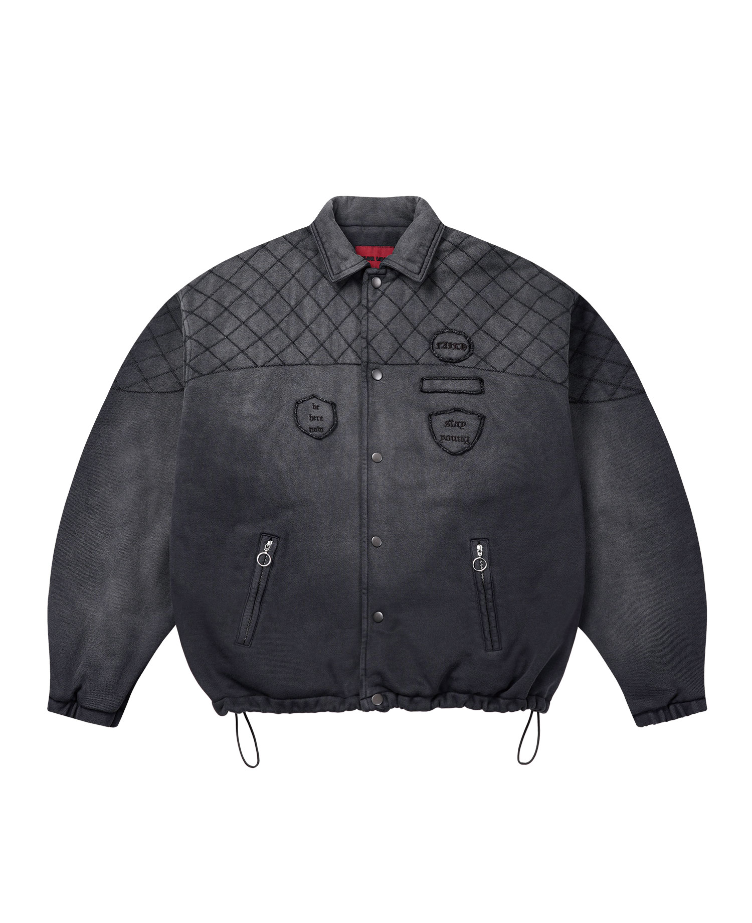 INSANE QUILTED SWEAT COACH JACKET_WASHED BLACK