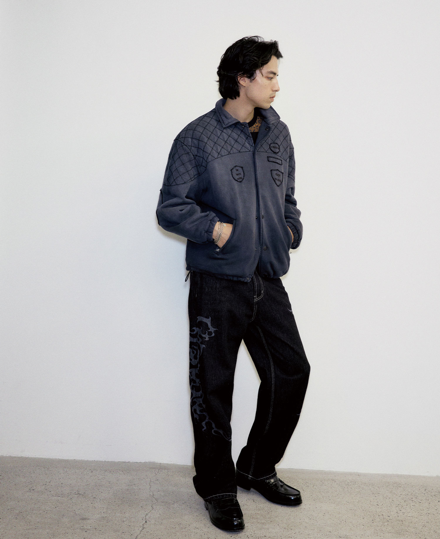 INSANE QUILTED SWEAT COACH JACKET_WASHED BLACK