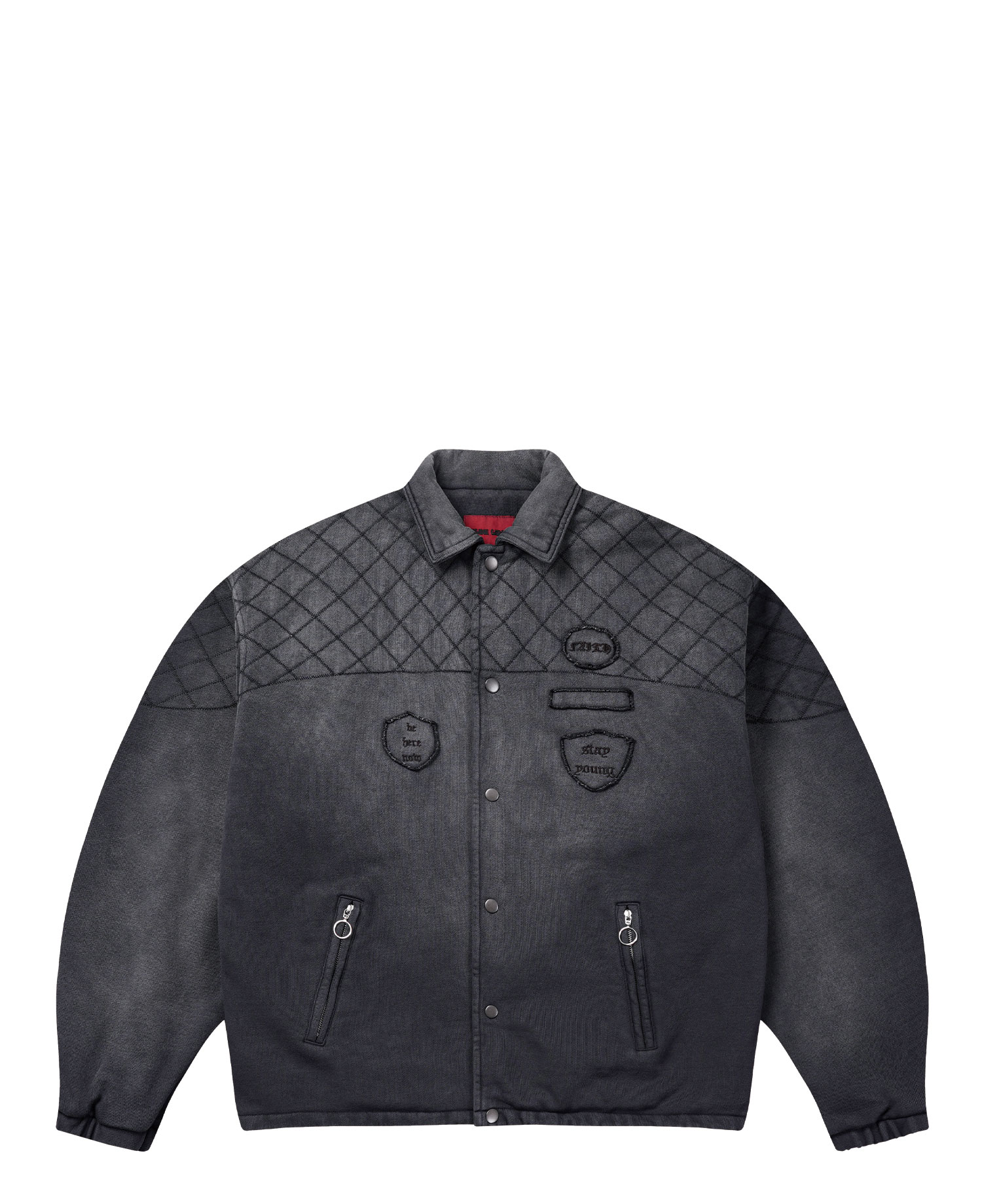 INSANE QUILTED SWEAT COACH JACKET_WASHED BLACK