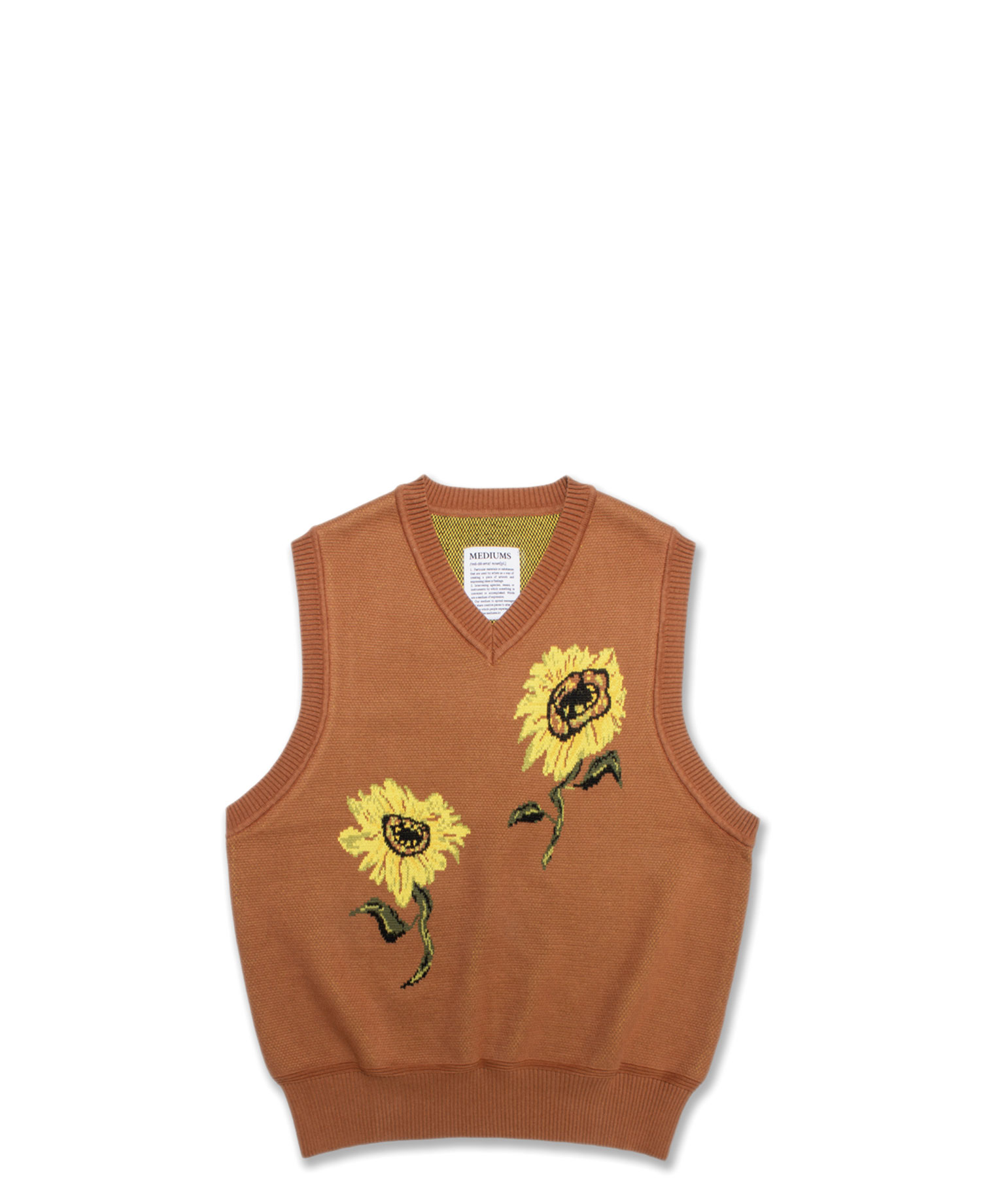 [MEDIUMS] DISTORTED SUNFLOWER KNIT VEST - BRICK