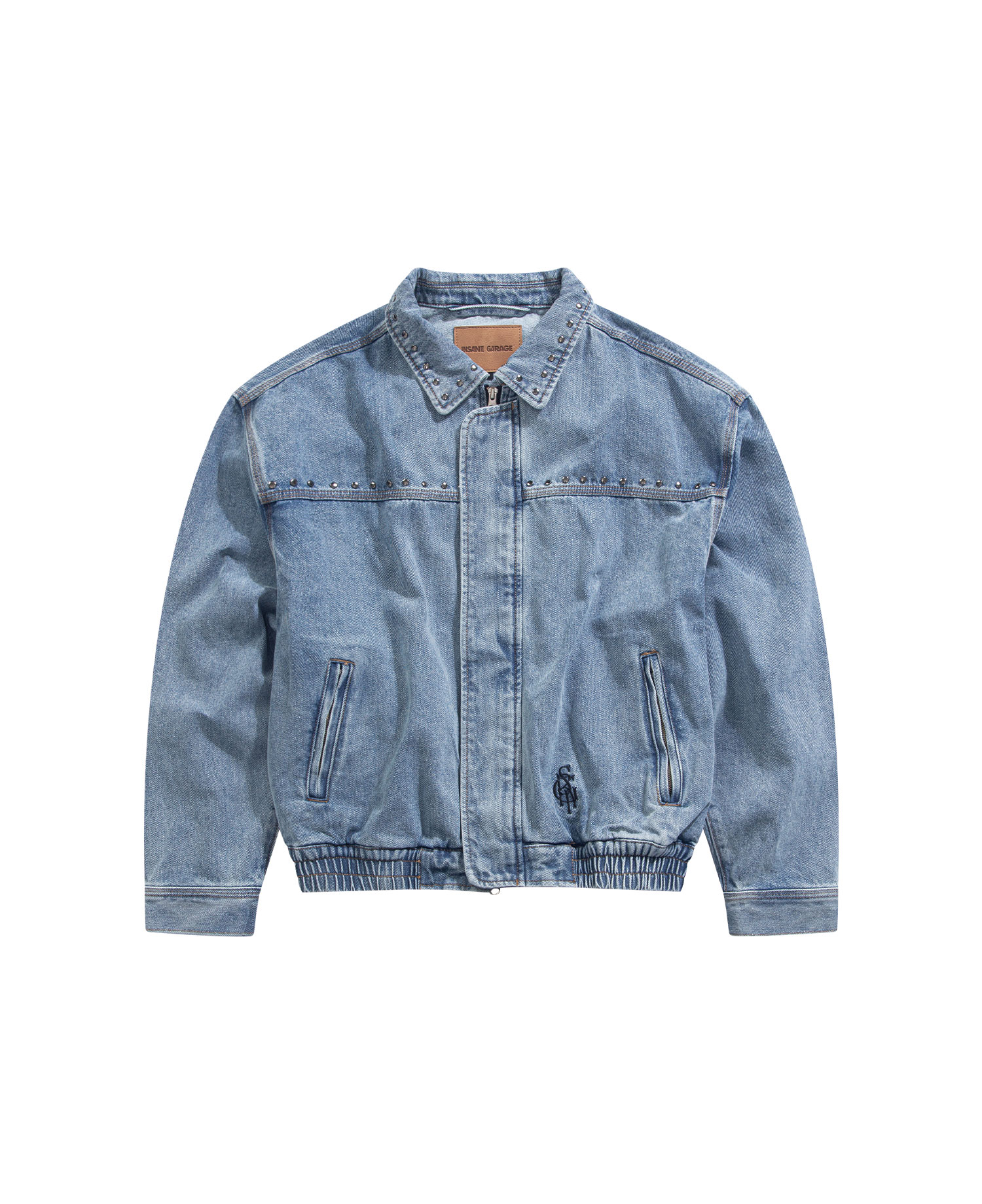 INSANE RIVET WASHED DENIM JACKET_INDIGO