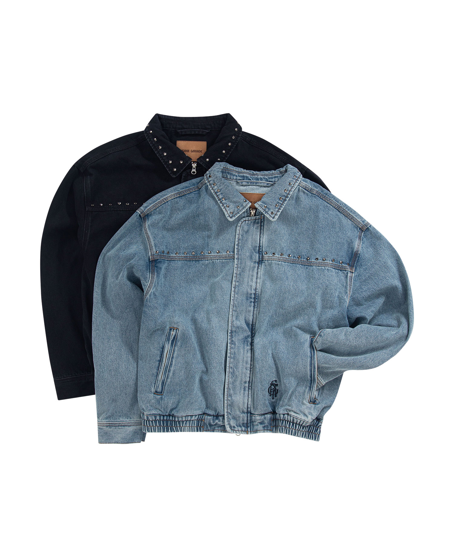 INSANE RIVET WASHED DENIM JACKET_INDIGO