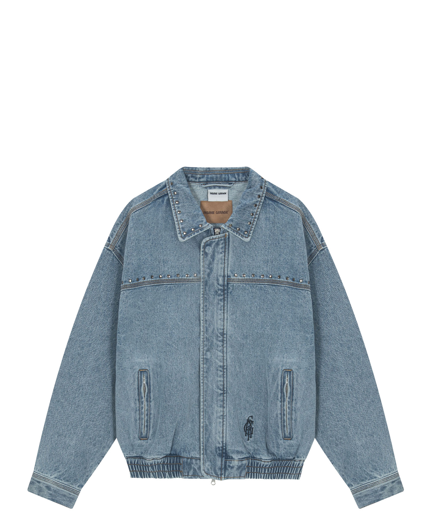 INSANE RIVET WASHED DENIM JACKET_INDIGO