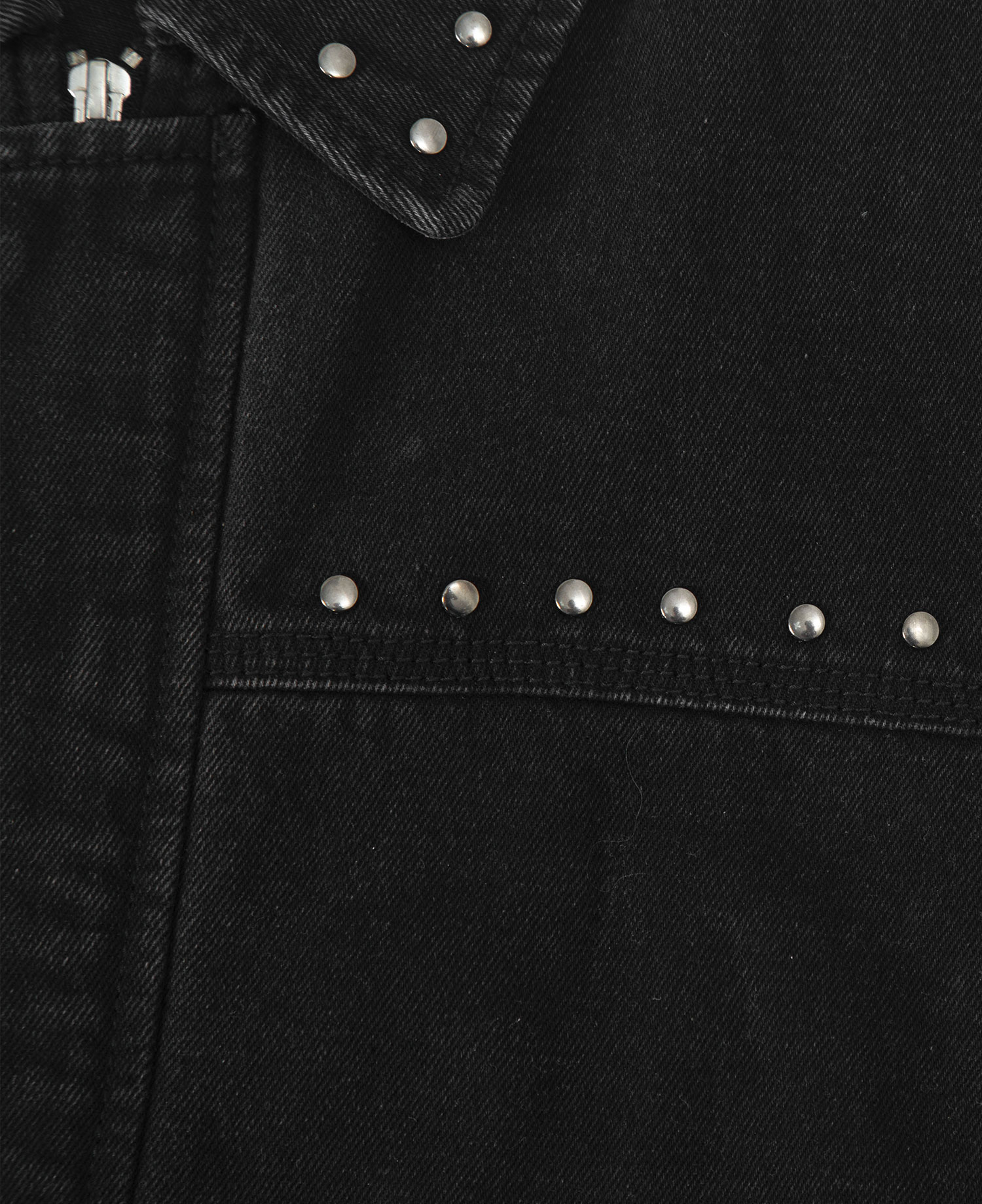 INSANE RIVET WASHED DENIM JACKET_BLACK