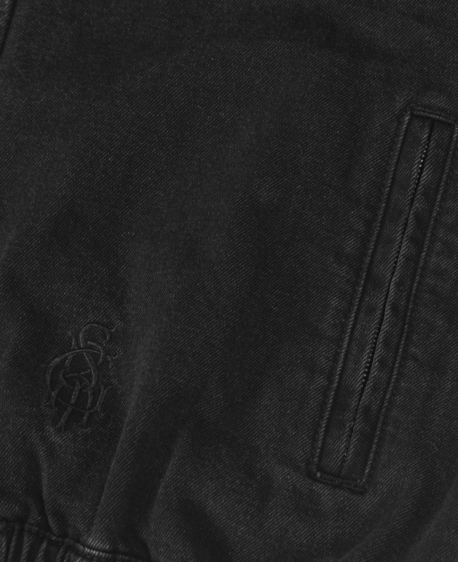 INSANE RIVET WASHED DENIM JACKET_BLACK