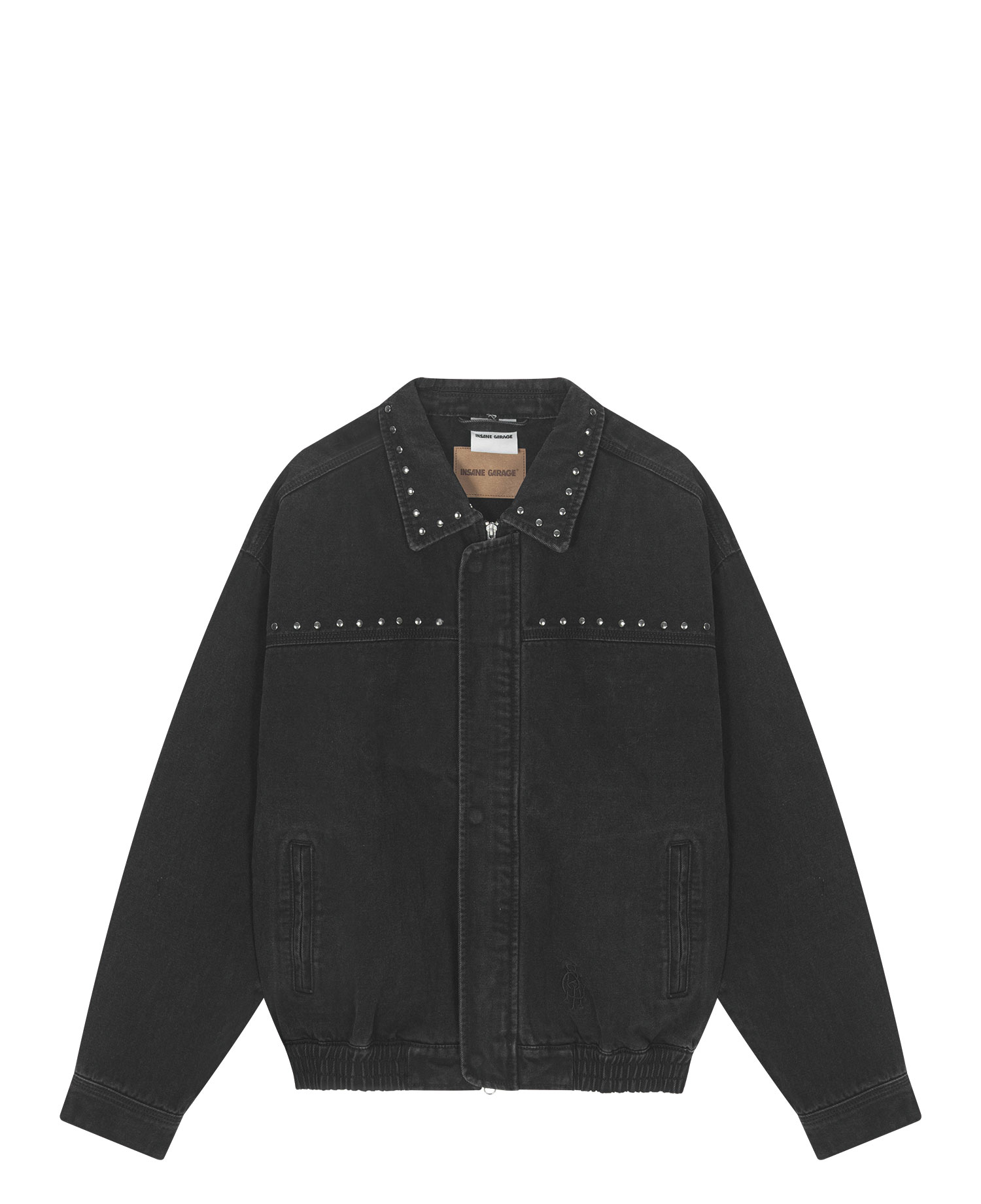 INSANE RIVET WASHED DENIM JACKET_BLACK