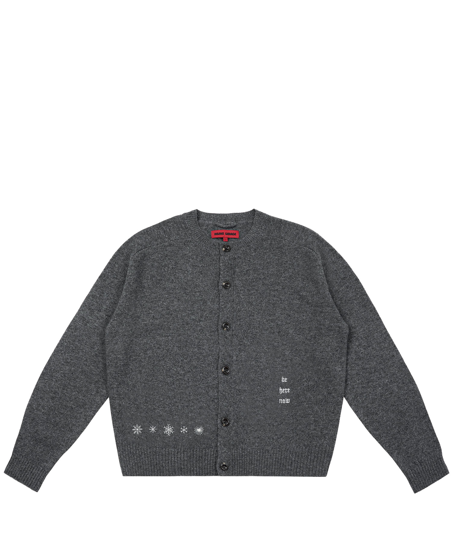 INSANE WOOL ROUND KNIT CARDIGAN_CHARCOAL