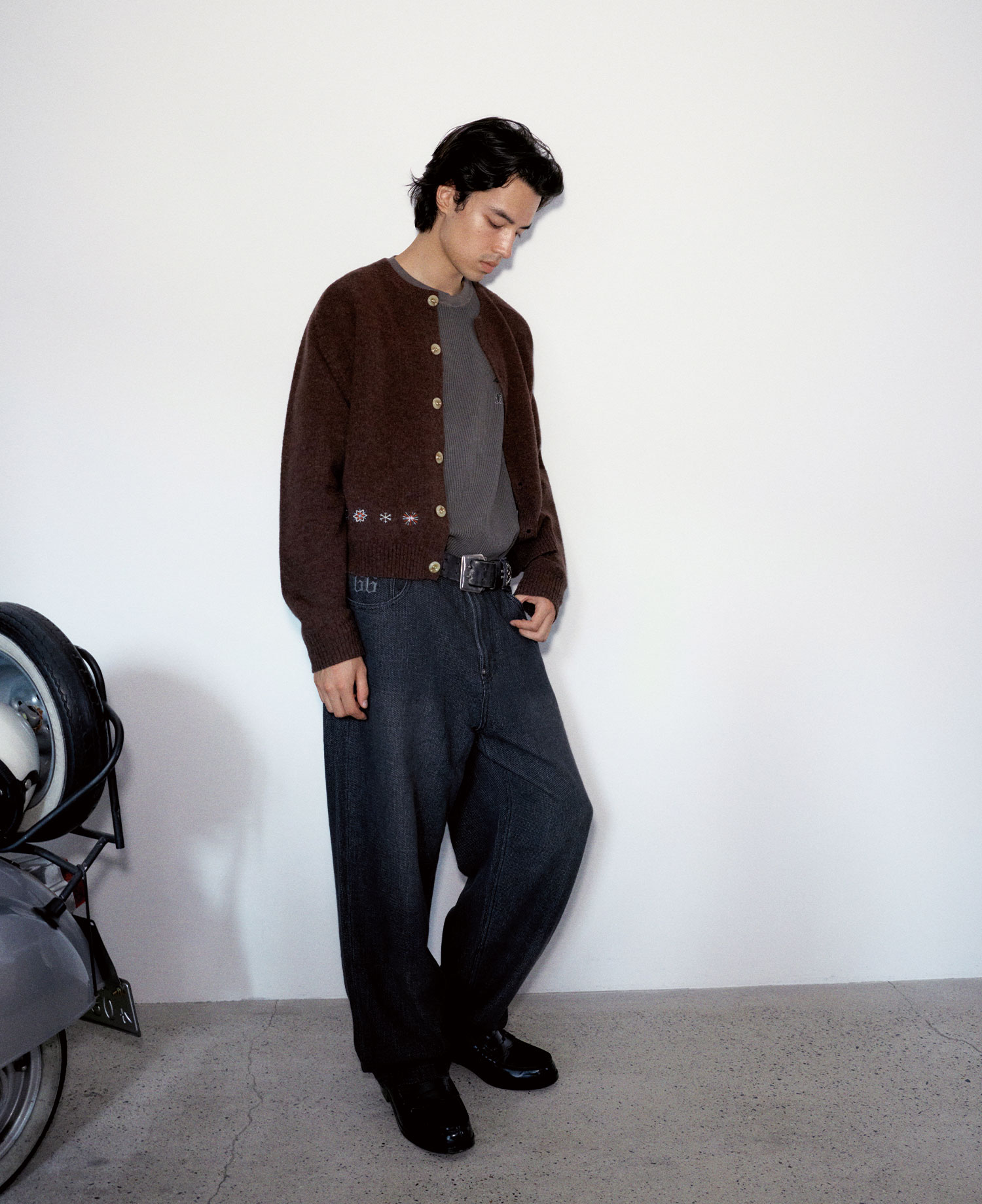 INSANE WOOL ROUND KNIT CARDIGAN_BROWN