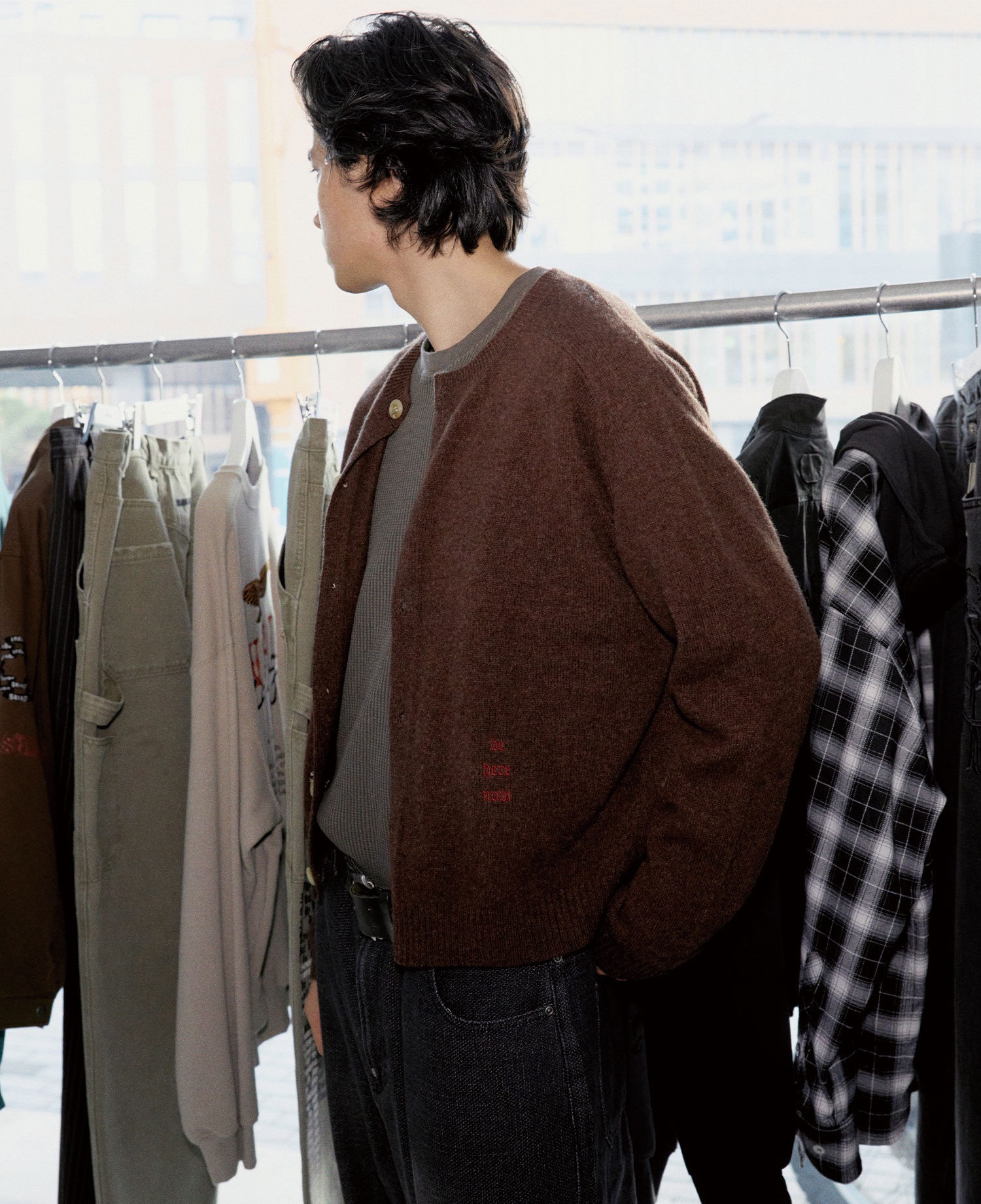INSANE WOOL ROUND KNIT CARDIGAN_BROWN