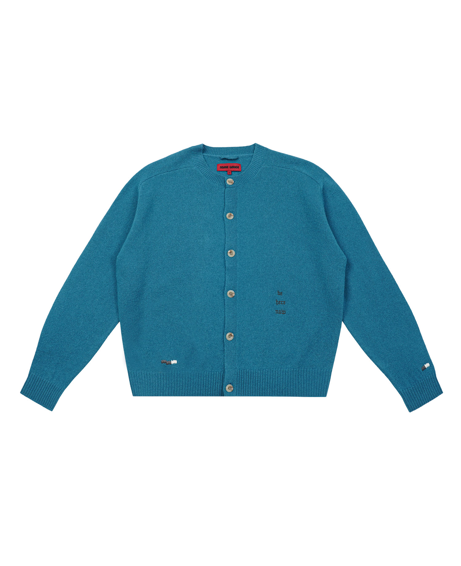 INSANE WOOL ROUND KNIT CARDIGAN_TEAL