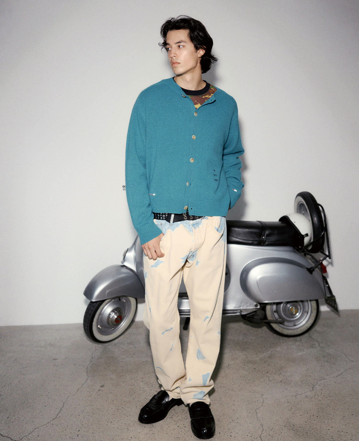 INSANE WOOL ROUND KNIT CARDIGAN_TEAL