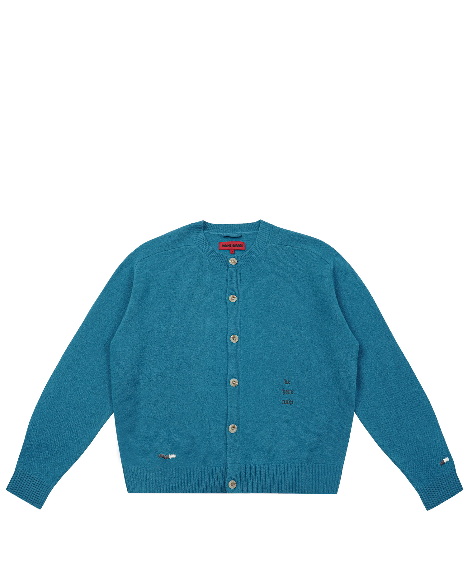 INSANE WOOL ROUND KNIT CARDIGAN_TEAL