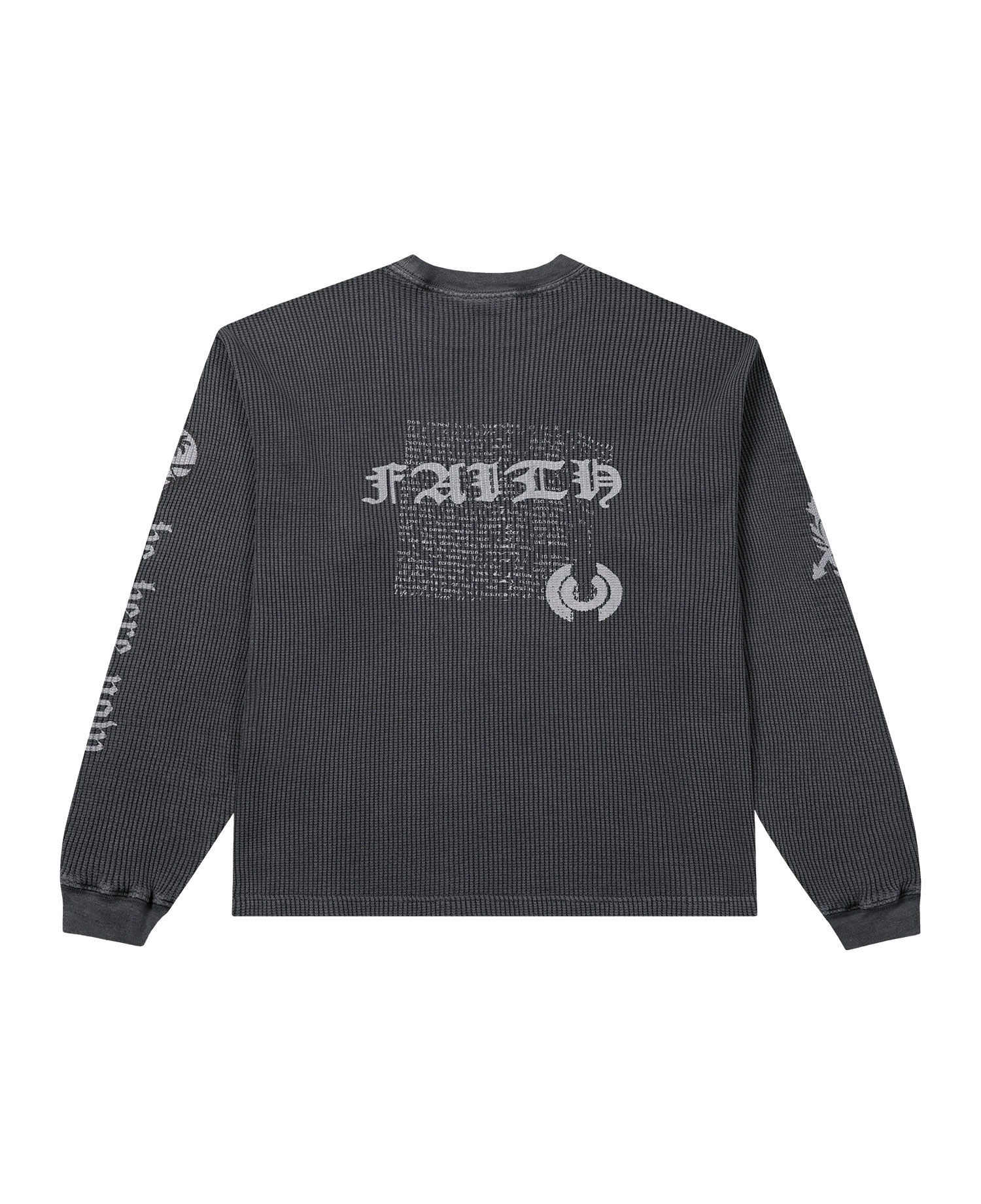 INSANE WAFFLE GRAPHIC LONG SLV_CHARCOAL