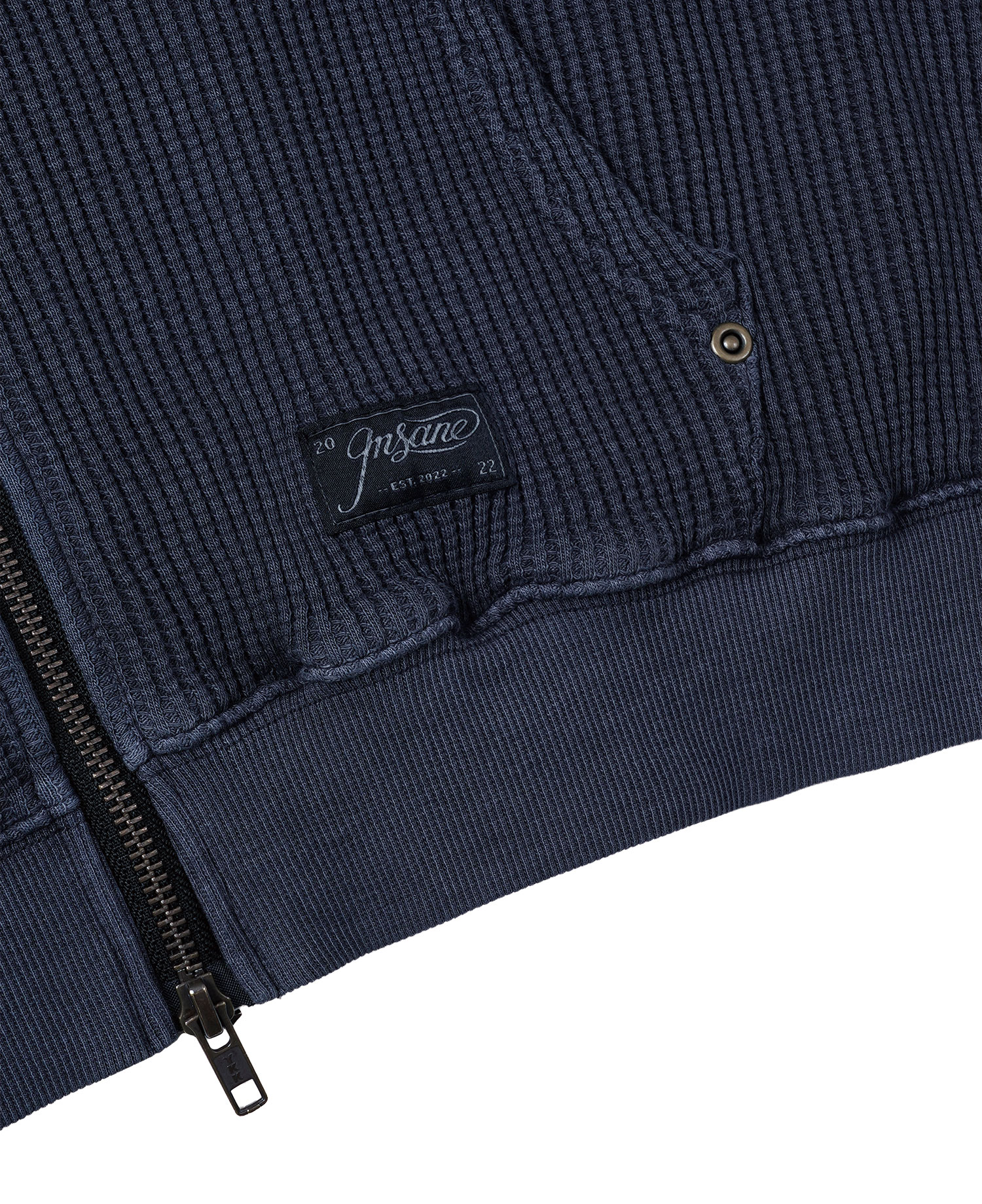 INSANE WASHED WAFFLE HOODIE_NAVY