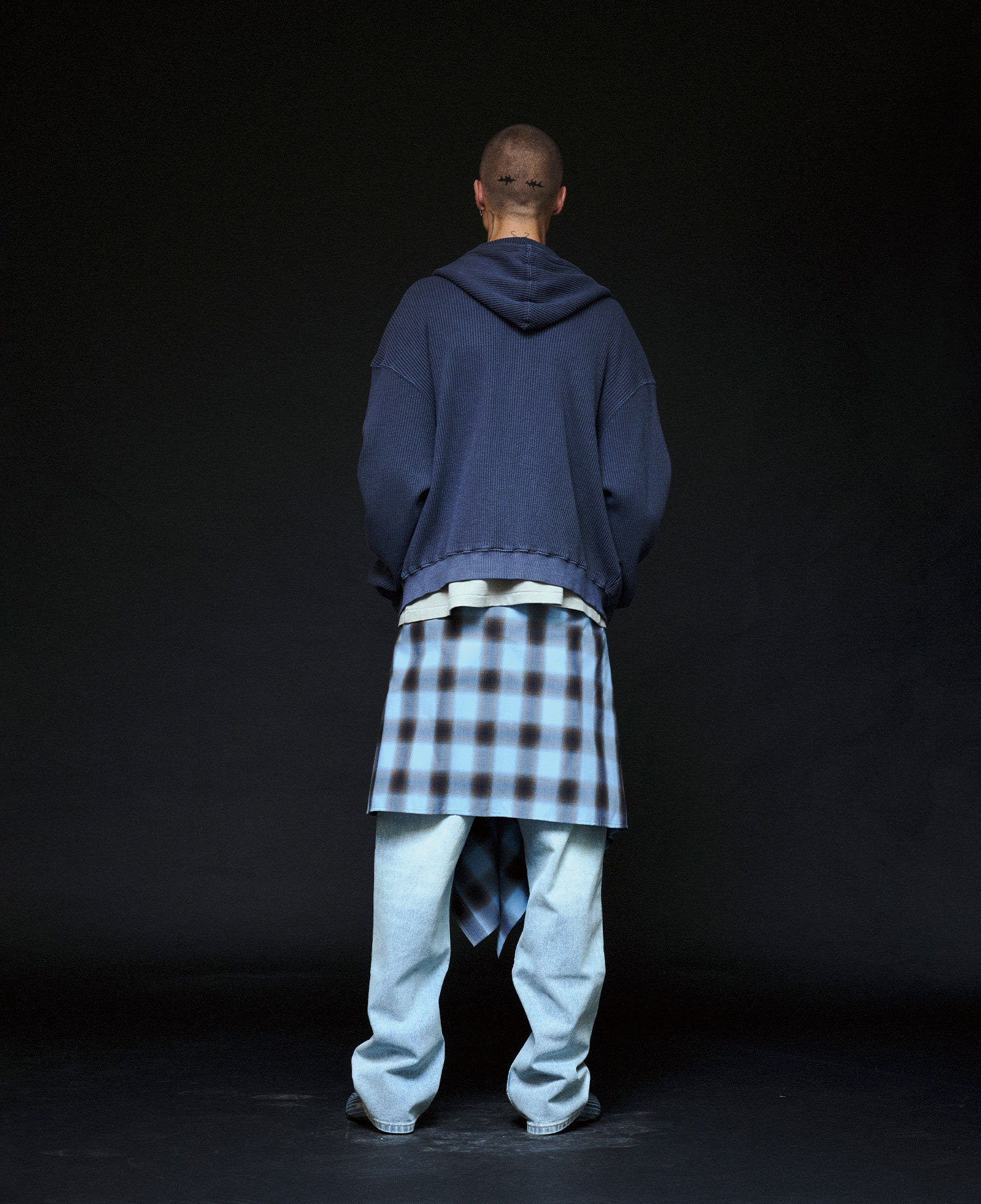 INSANE WASHED WAFFLE HOODIE_NAVY