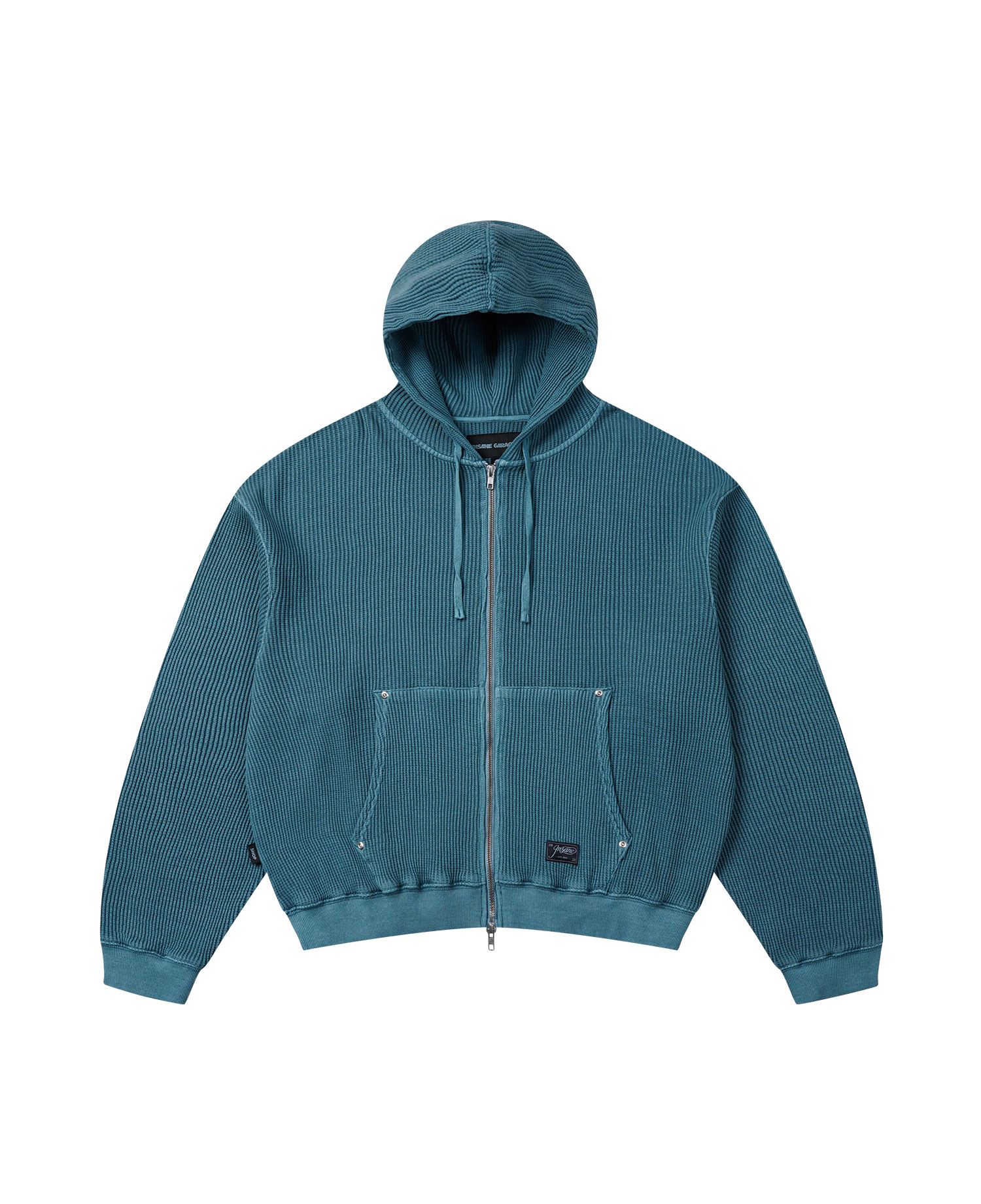 INSANE WASHED WAFFLE HOODIE_TEAL