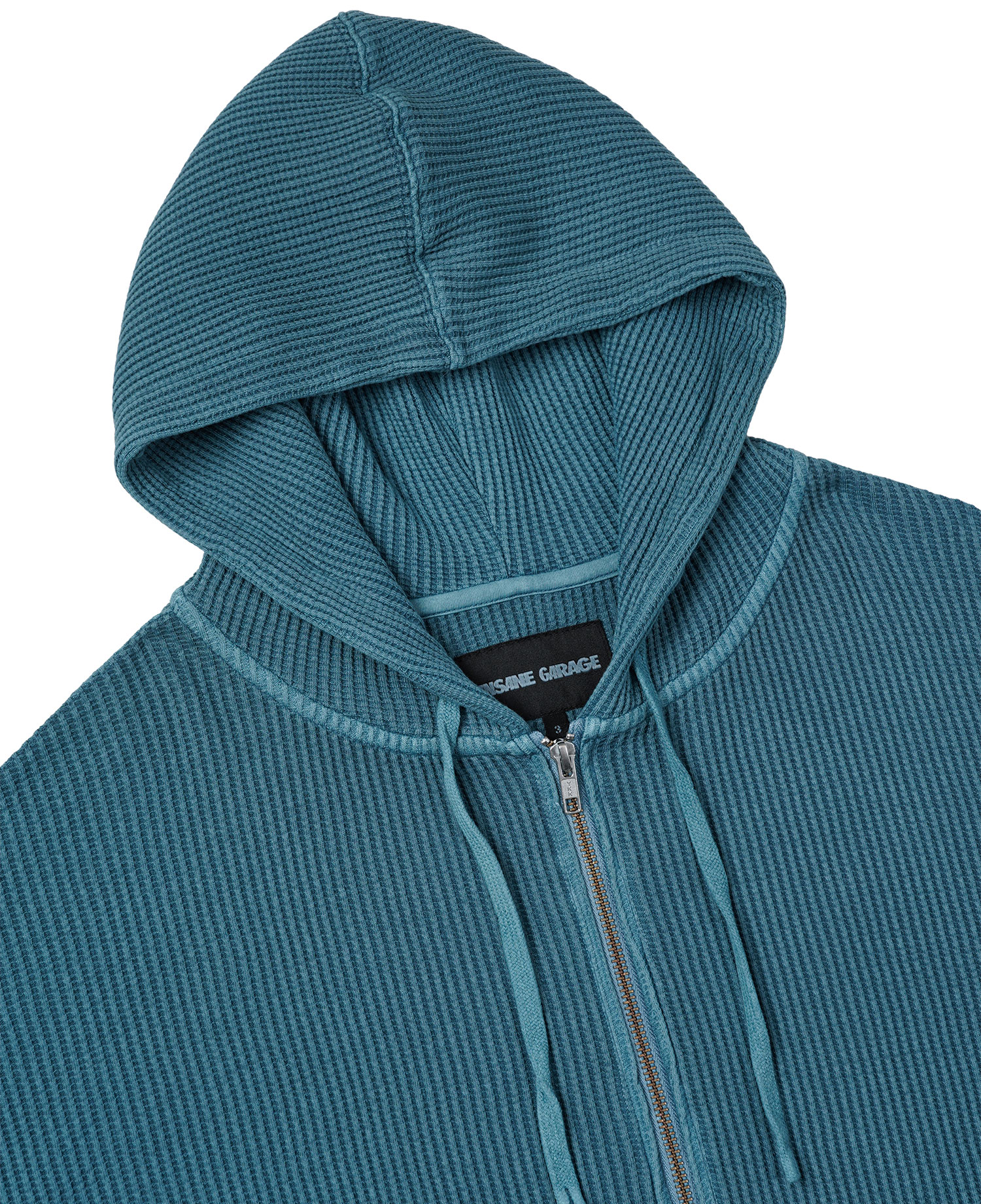 INSANE WASHED WAFFLE HOODIE_TEAL