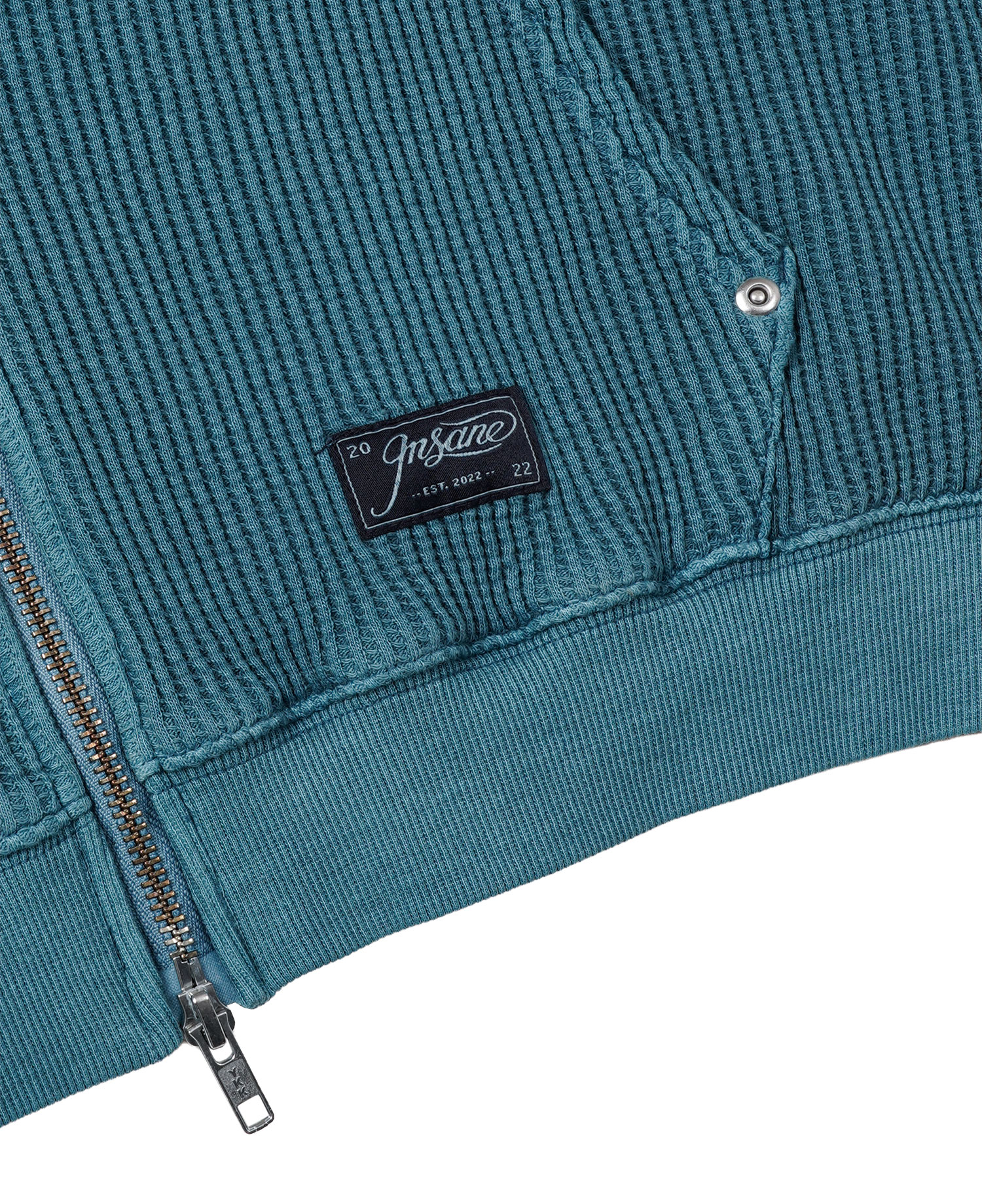 INSANE WASHED WAFFLE HOODIE_TEAL
