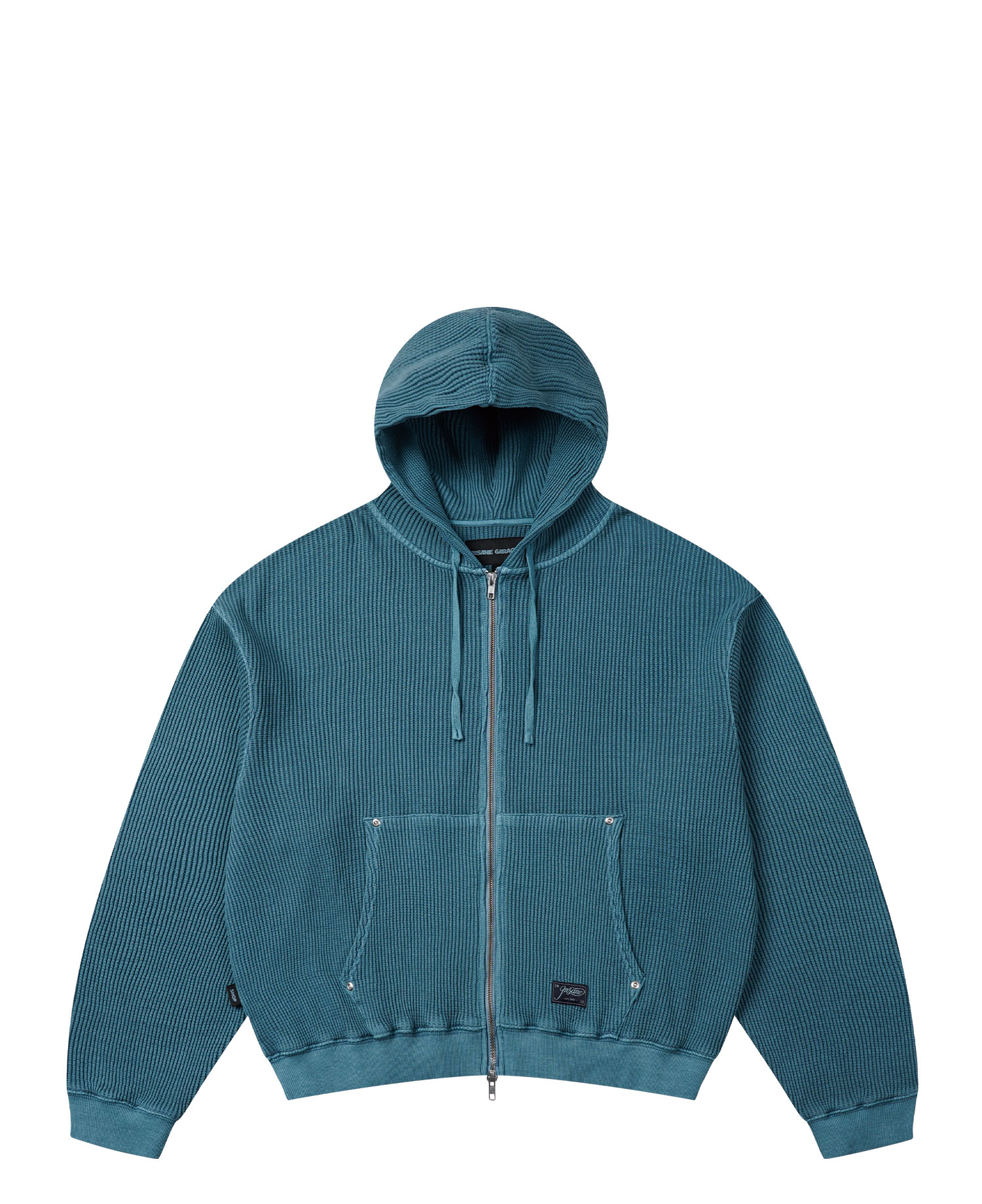 INSANE WASHED WAFFLE HOODIE_TEAL