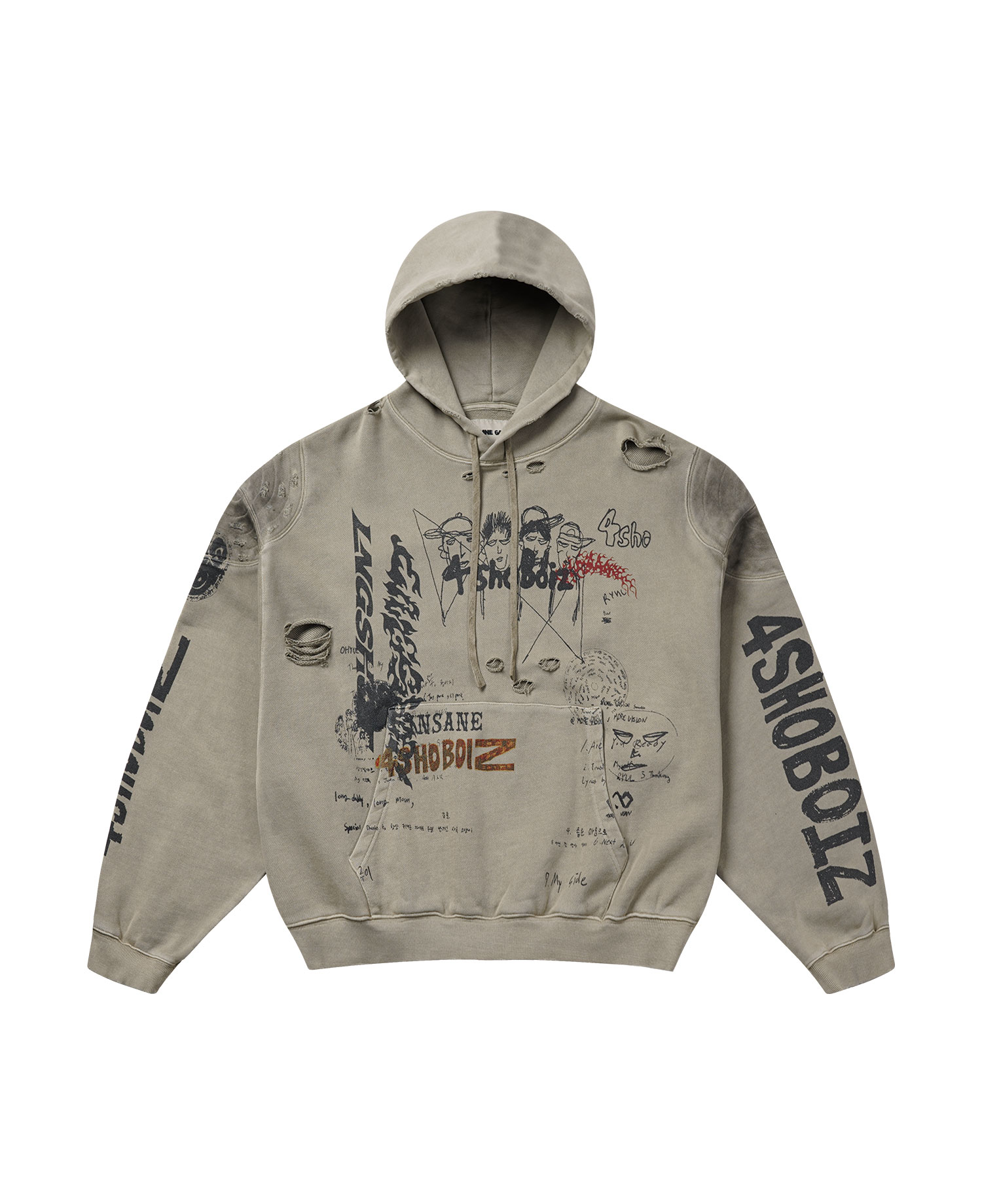 [NOT FOR SALE] LNGSHOT X INSANE PADDED SHOULDER GRAPHIC HOODIE_BEIGE